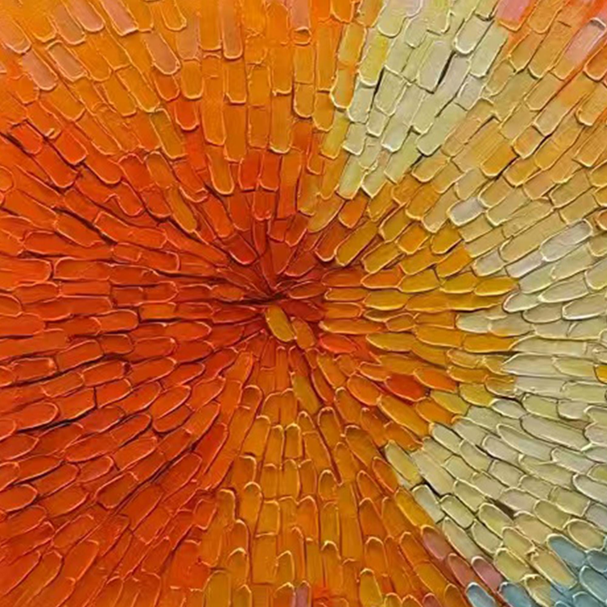 Radiant Flare – Modern Heavy Impasto Centripetal Abstract Oil Painting | Creative Vibrant Hallway Art