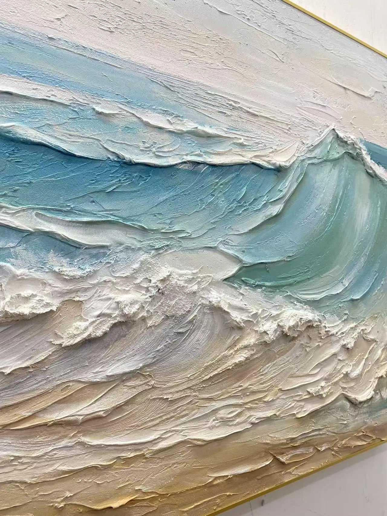 Ocean Mist – Modern Coastal Plaster Relief Texture Painting | Coastal Modern Living Room & Bedroom Art