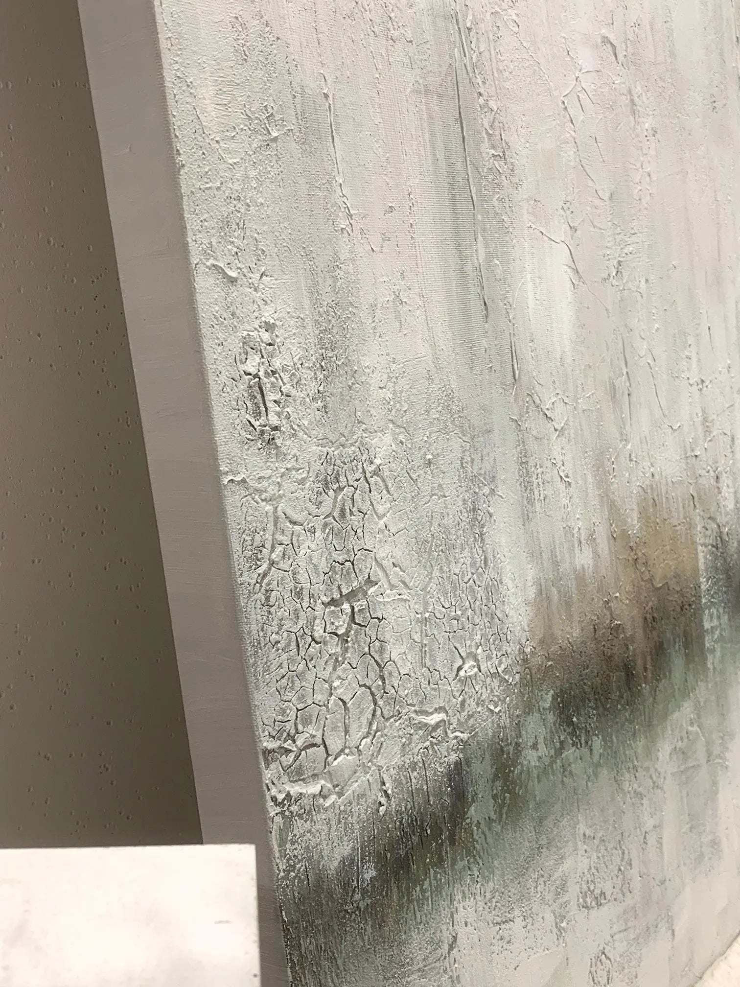 Creamy Silence – Hand-Painted Minimalist Beige Distressed Plaster Effect Wabi-Sabi Painting | Japandi Organic Wabi-Sabi Living Room & Hallway Art