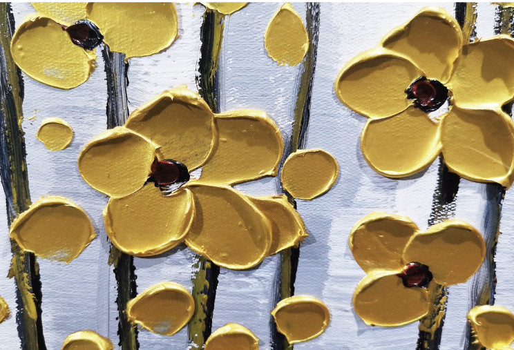 Golden Cascade – Luxury Gold Foil Hanging Vine Style Hand-Painted Floral Painting | Modern Luxury Botanical Bedroom & Living Room Art