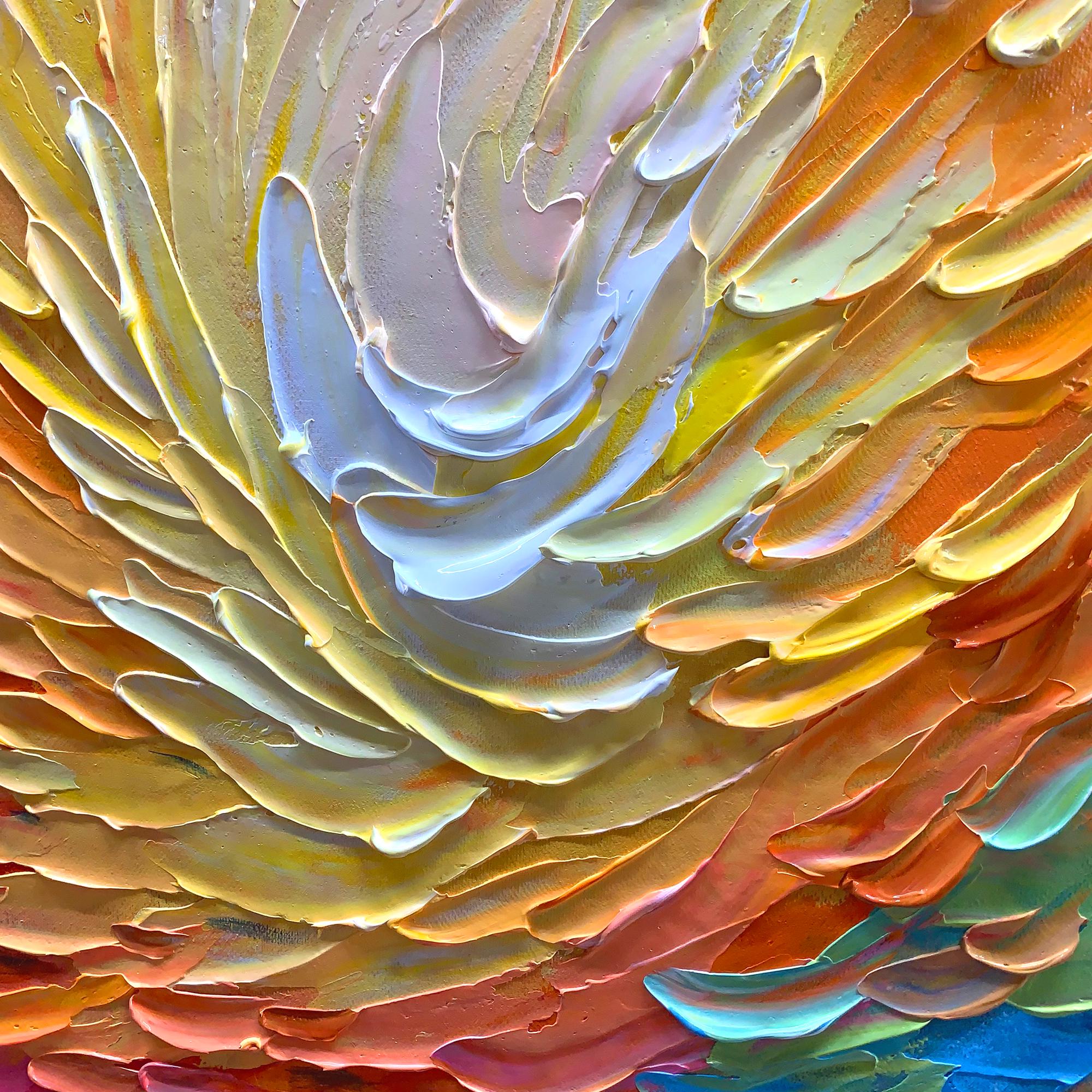 Color Explosion – Hand-Painted Multicolored Rainbow Palette Knife Abstract Painting | Bold Abstract Palette Knife Living Room Art