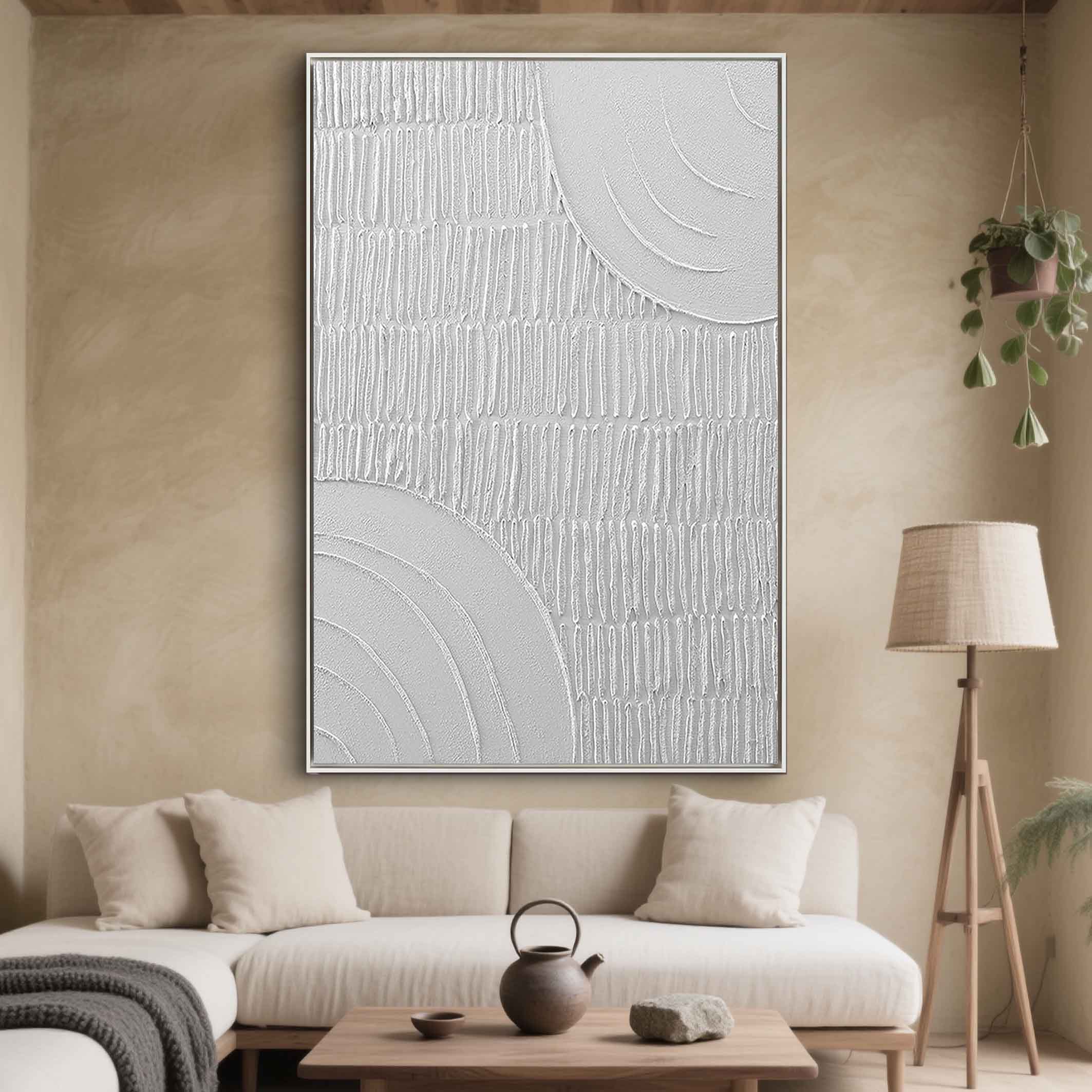 Silent Matrix – Modern Minimalist Geometric Relief Texture Painting | Modern Minimalist Bedroom & Home Office Art