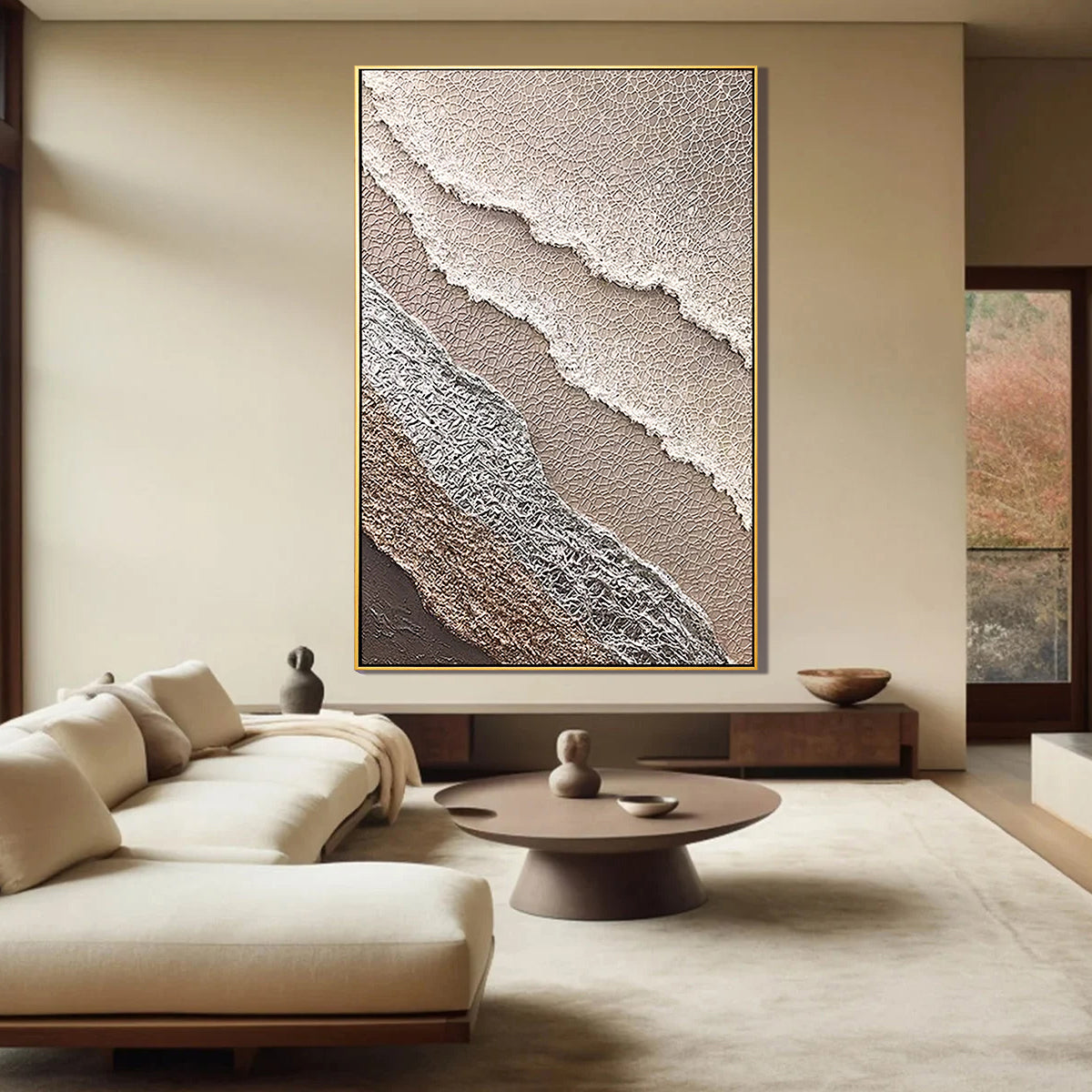 Echo of the Earth – Textured Wabi-Sabi Earth Tone Abstract Canvas Painting | Modern Luxury Living Room Art