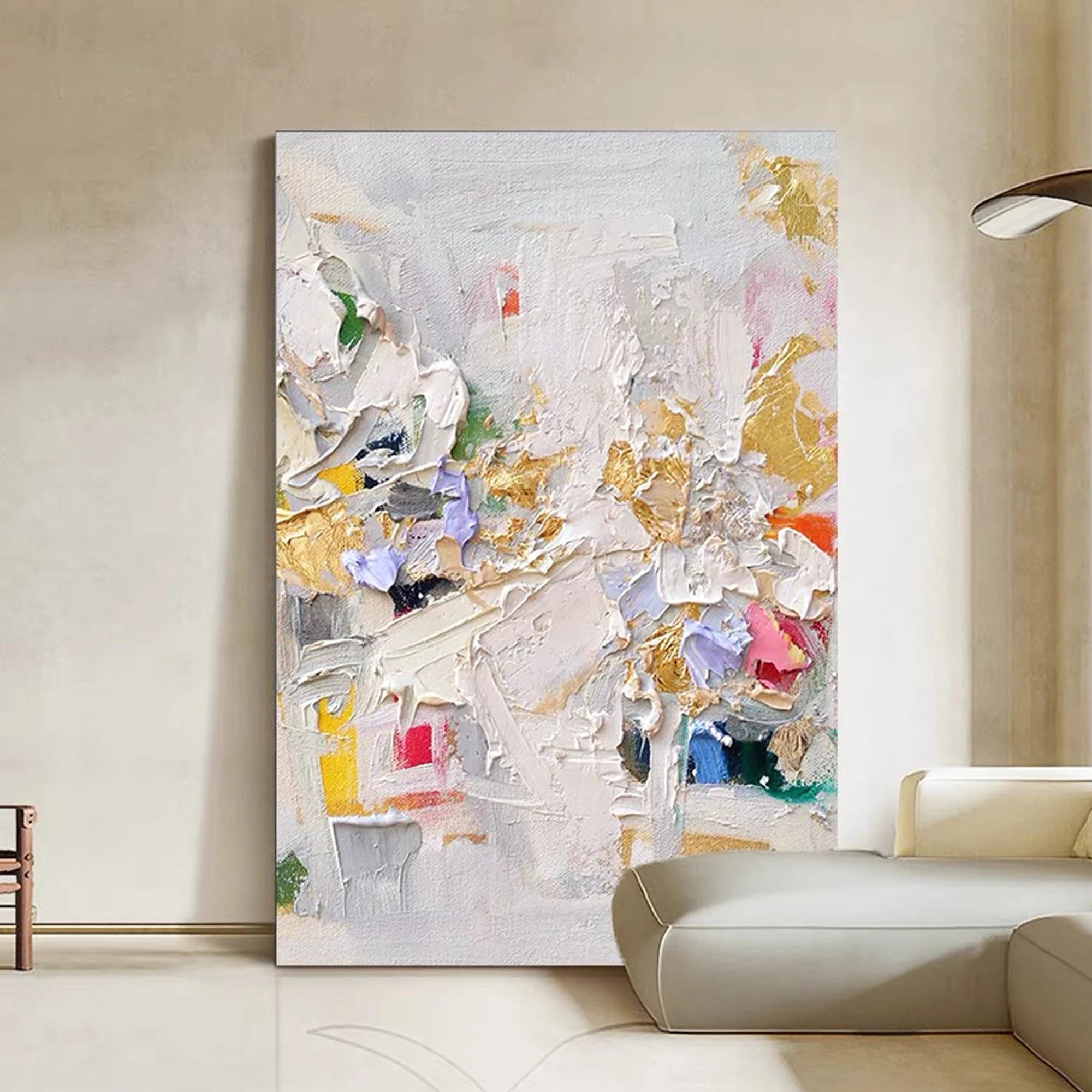 Urban Vibrance – Hand-Painted Multicolored Palette Knife Abstract Painting | Bold Abstract Palette Knife Living Room Art