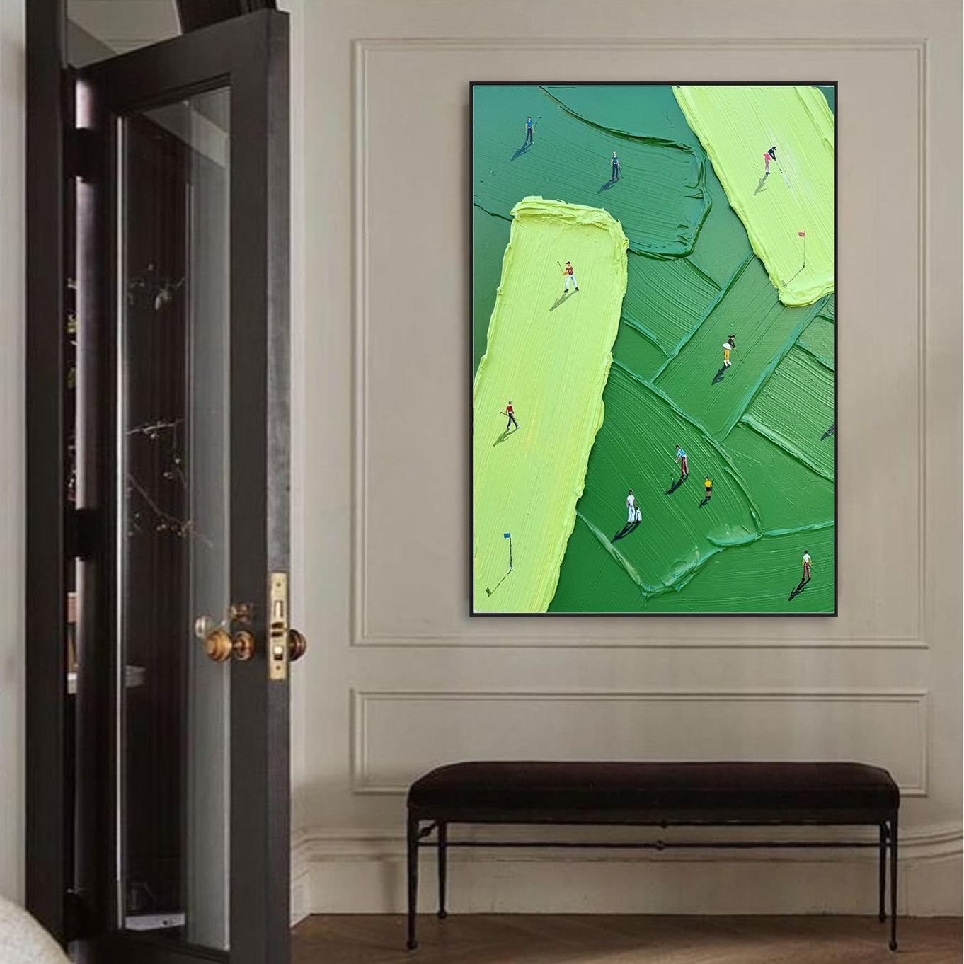 The Fairway – Modern Golf Course Abstract Relief Sport Painting | Contemporary Sport Home Office & Living Room Art