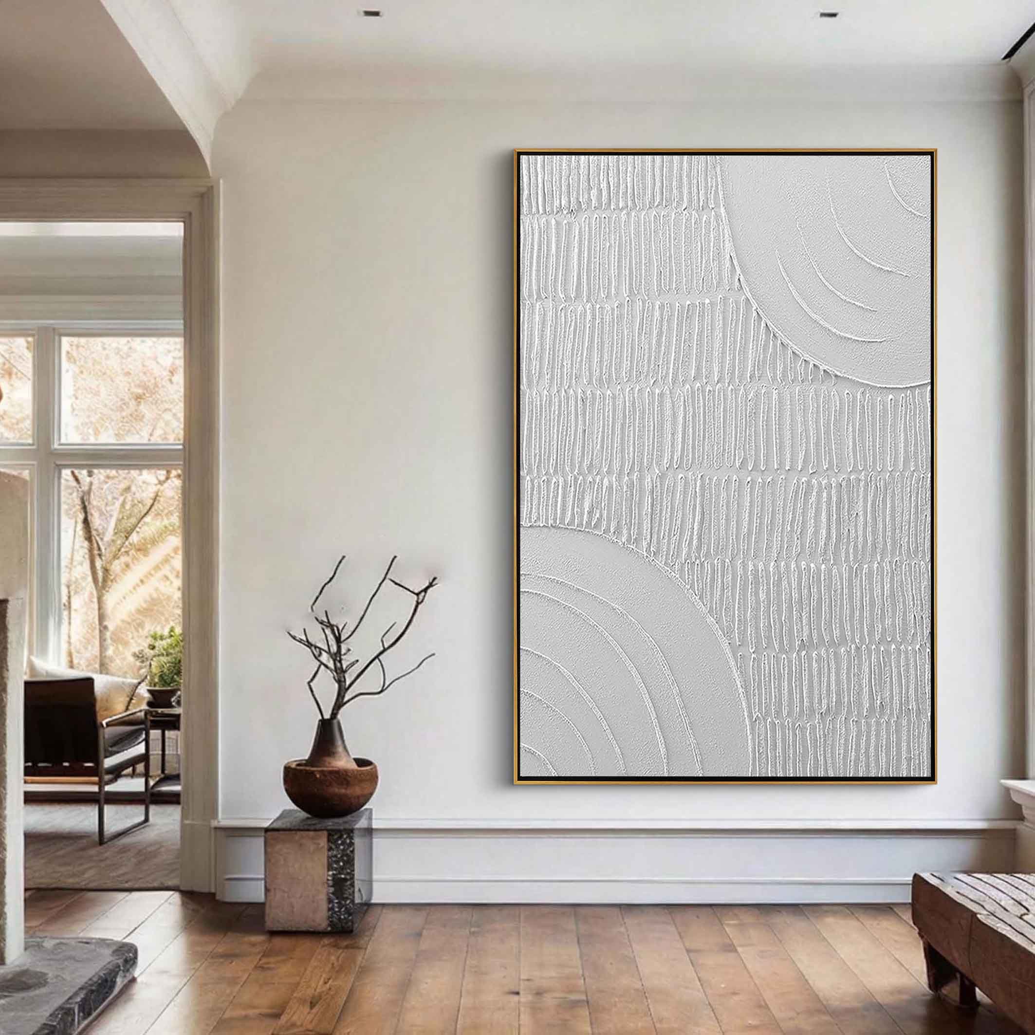Silent Matrix – Modern Minimalist Geometric Relief Texture Painting | Modern Minimalist Bedroom & Home Office Art
