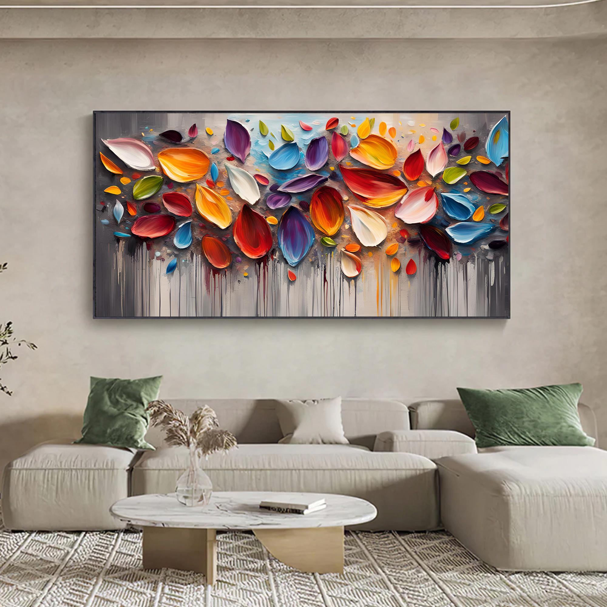 Cosmic Flow – Hand-Painted Multicolored Fluid Ink Style Heavy Texture Palette Knife Oil Abstract Painting | Bold Abstract Palette Knife Living Room Art