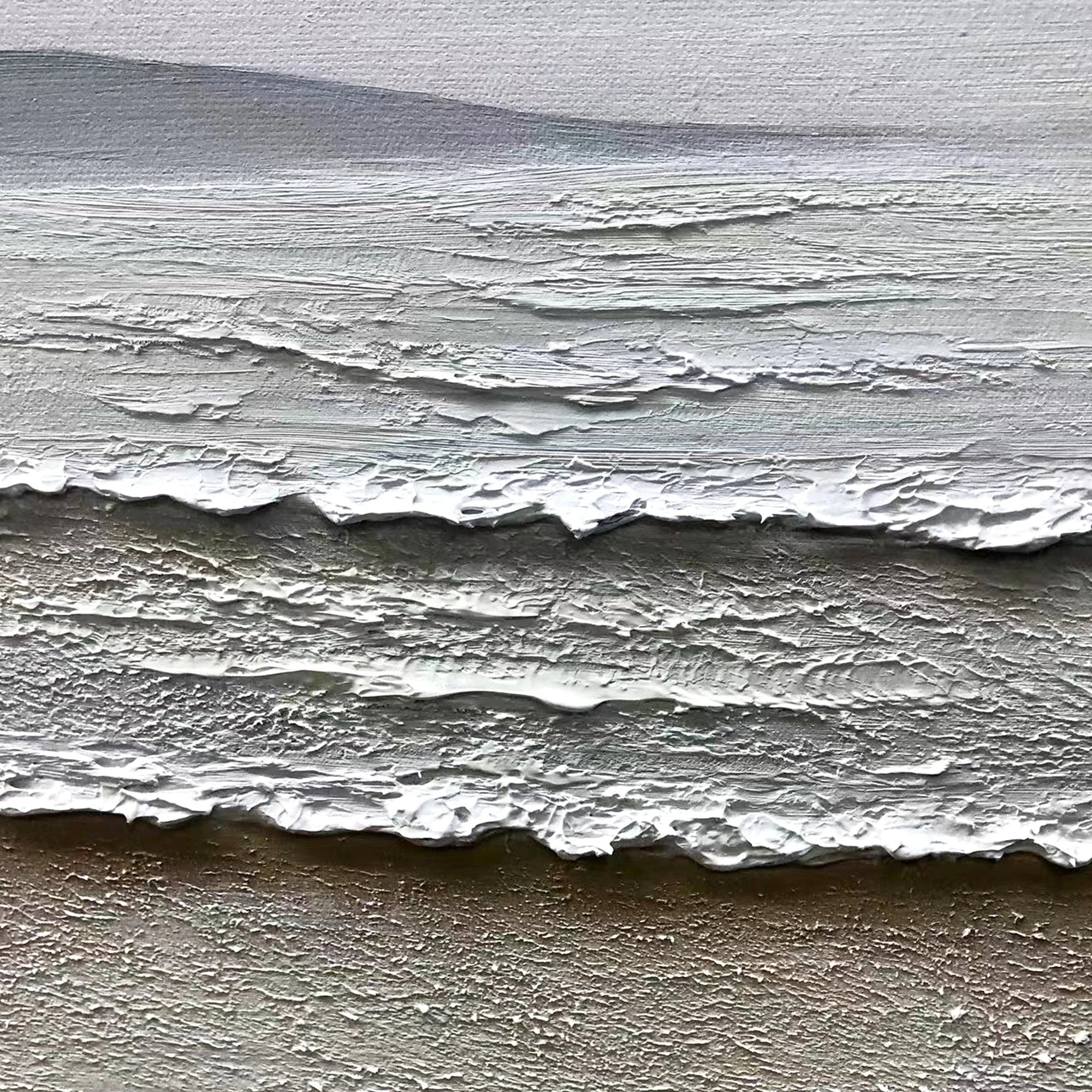 SANDY RHYTHM: Panoramic 3D Plaster Texture Coastal Wall Art, Wabi-Sabi Sand & Wave Relief