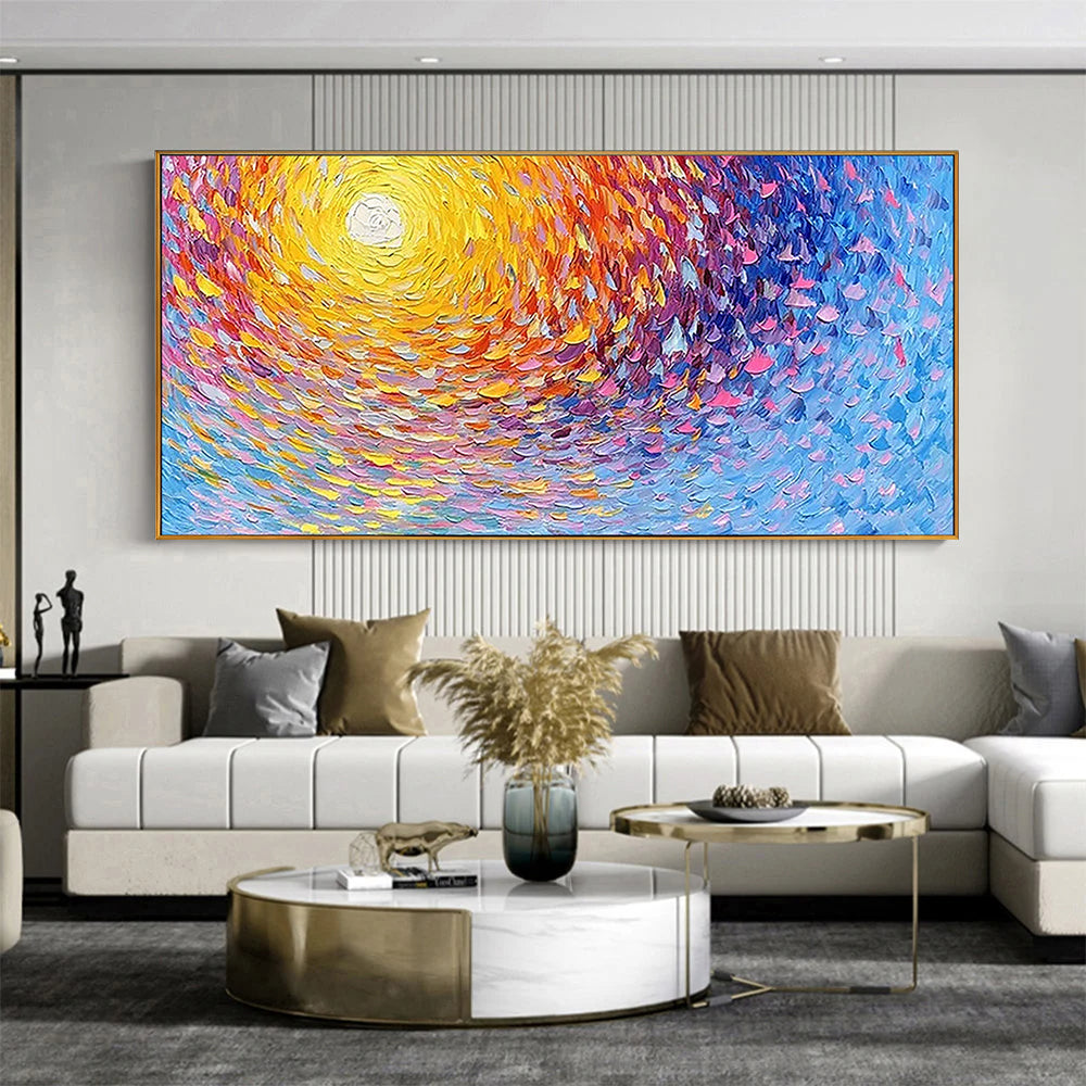 Sunlight Swirl – Vibrant Van Gogh Style Impressionism Abstract Painting | Bold Abstract Palette Knife Living Room Art