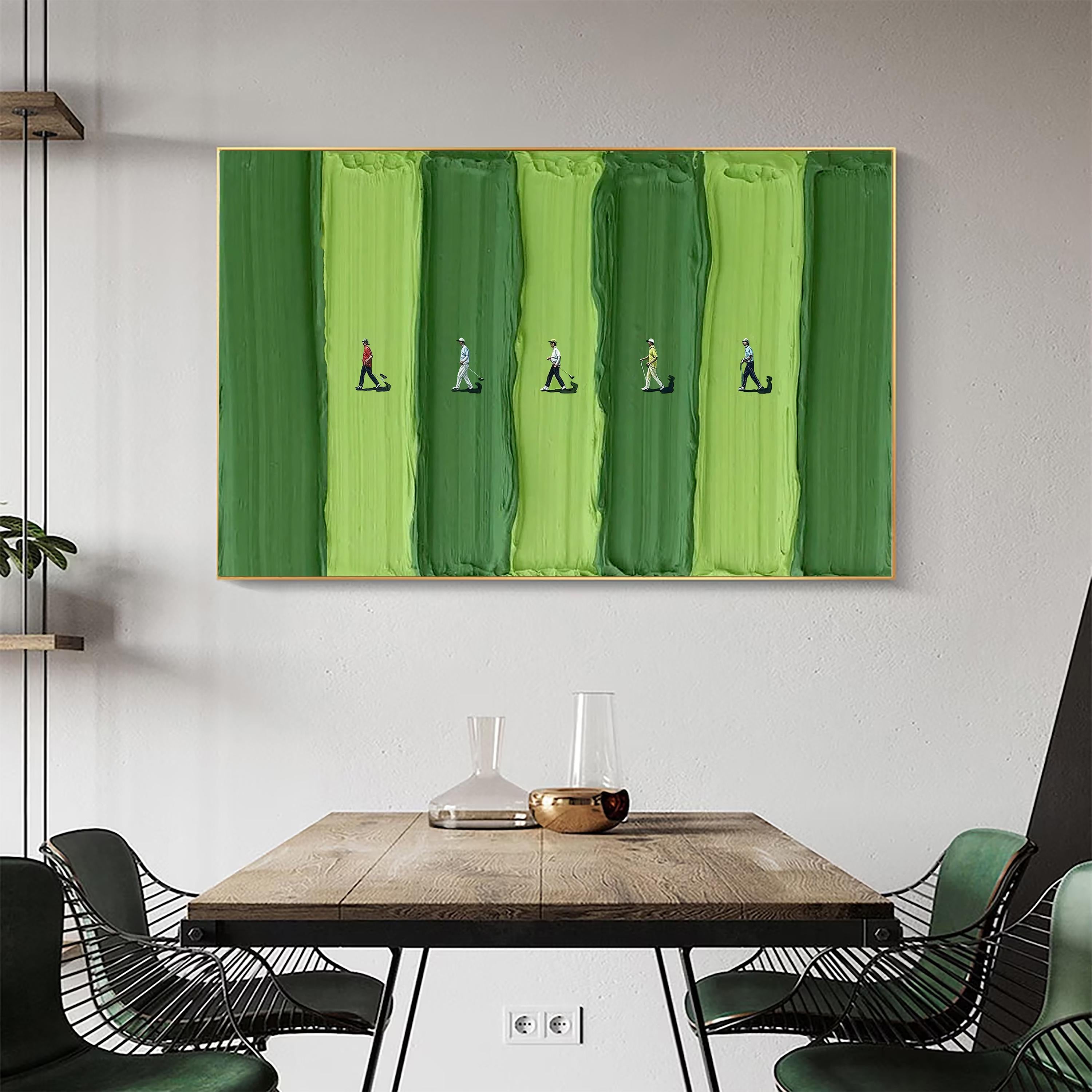 Walking the Green – Modern Golf Fairway Relief Sport Painting | Contemporary Sport Home Office & Living Room Art