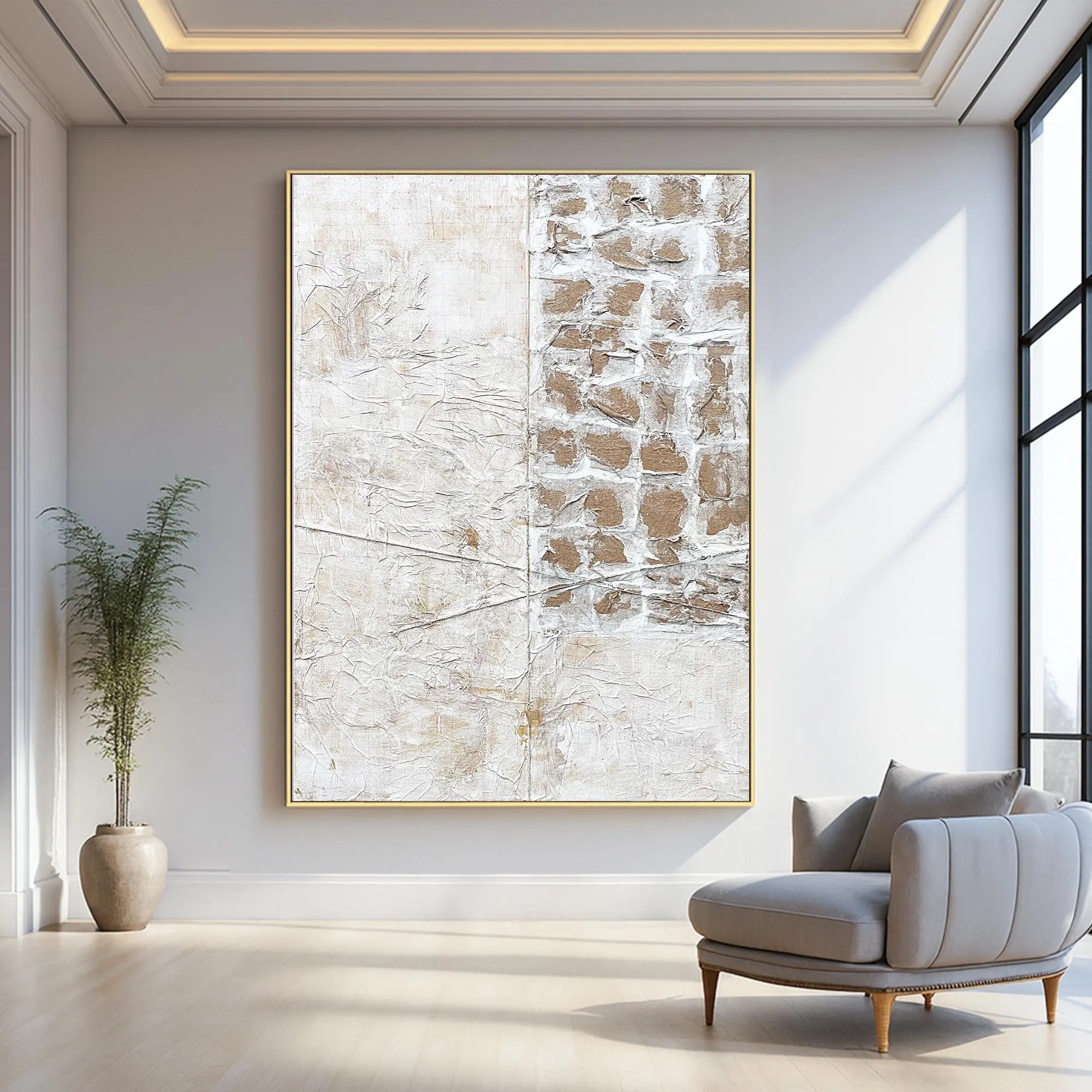 Ancient Path – Hand-Painted Stone Texture Relief Abstract Mixed Media Wabi-Sabi Painting | Japandi Wabi-Sabi Living Room & Bedroom Art
