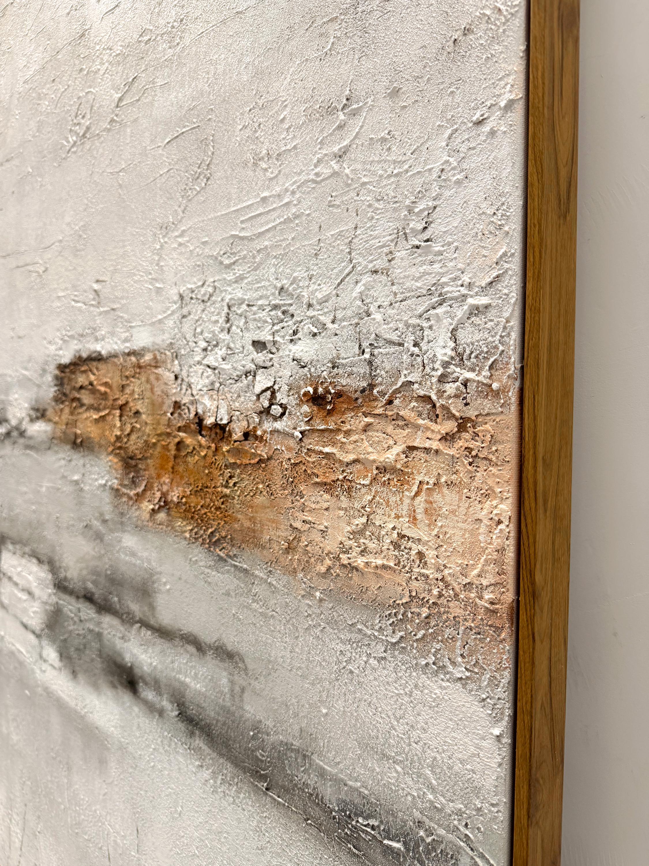 Rustic Strata – Hand-Painted Neutral Beige and Rust Palette Knife Wabi-Sabi Painting | Japandi Organic Wabi-Sabi Living Room & Hallway Art