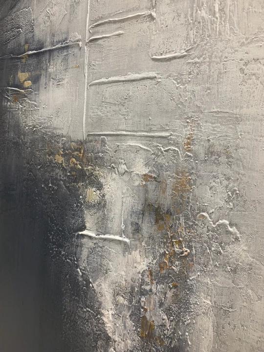 Concrete Echo – Minimalist Industrial Grey Plaster Effect Hand-Painted Wabi-Sabi Painting | Japandi Wabi-Sabi Living Room & Bedroom Art
