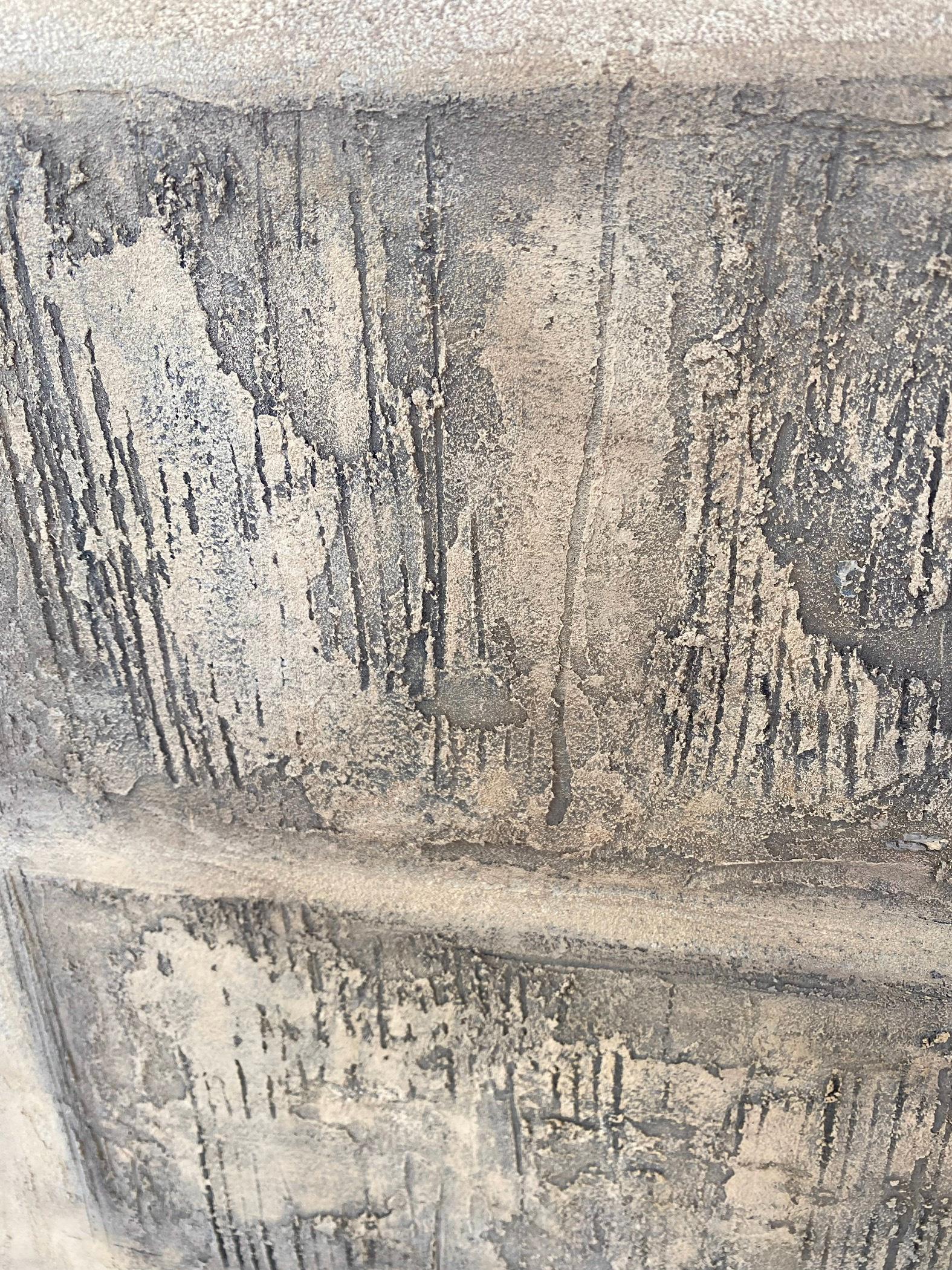 Neutral Vestige – Hand-Painted Beige Three-Panel Relief Plaster Effect Wabi-Sabi Painting | Japandi Organic Wabi-Sabi Living Room & Hallway Art