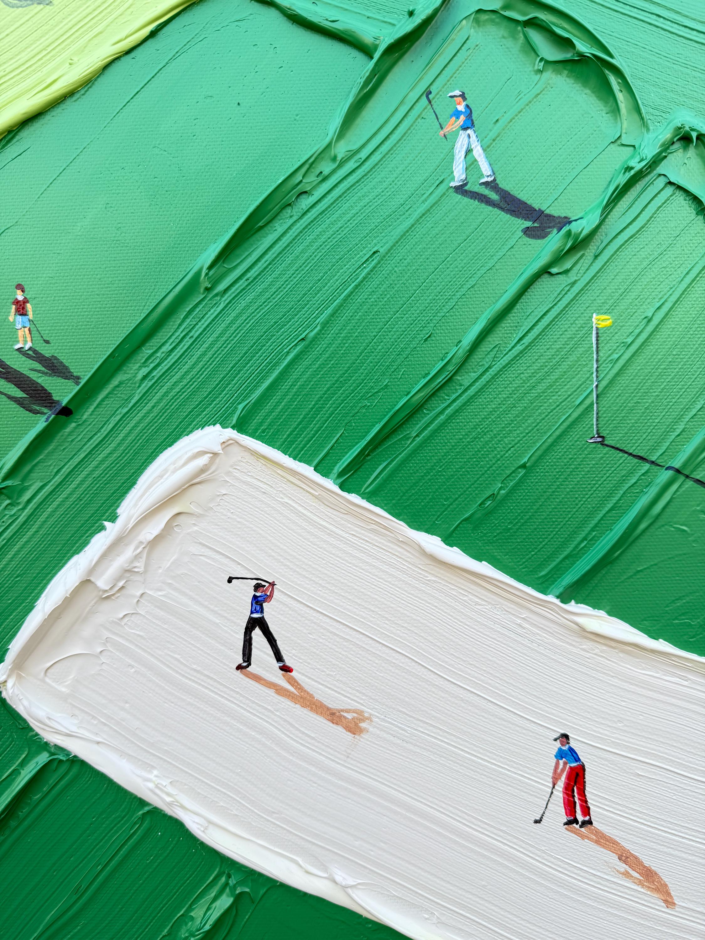 Green Fairway – Hand-Painted Minimalist Golf Course Athletes Sport Painting | Contemporary Sport Home Office & Living Room Art