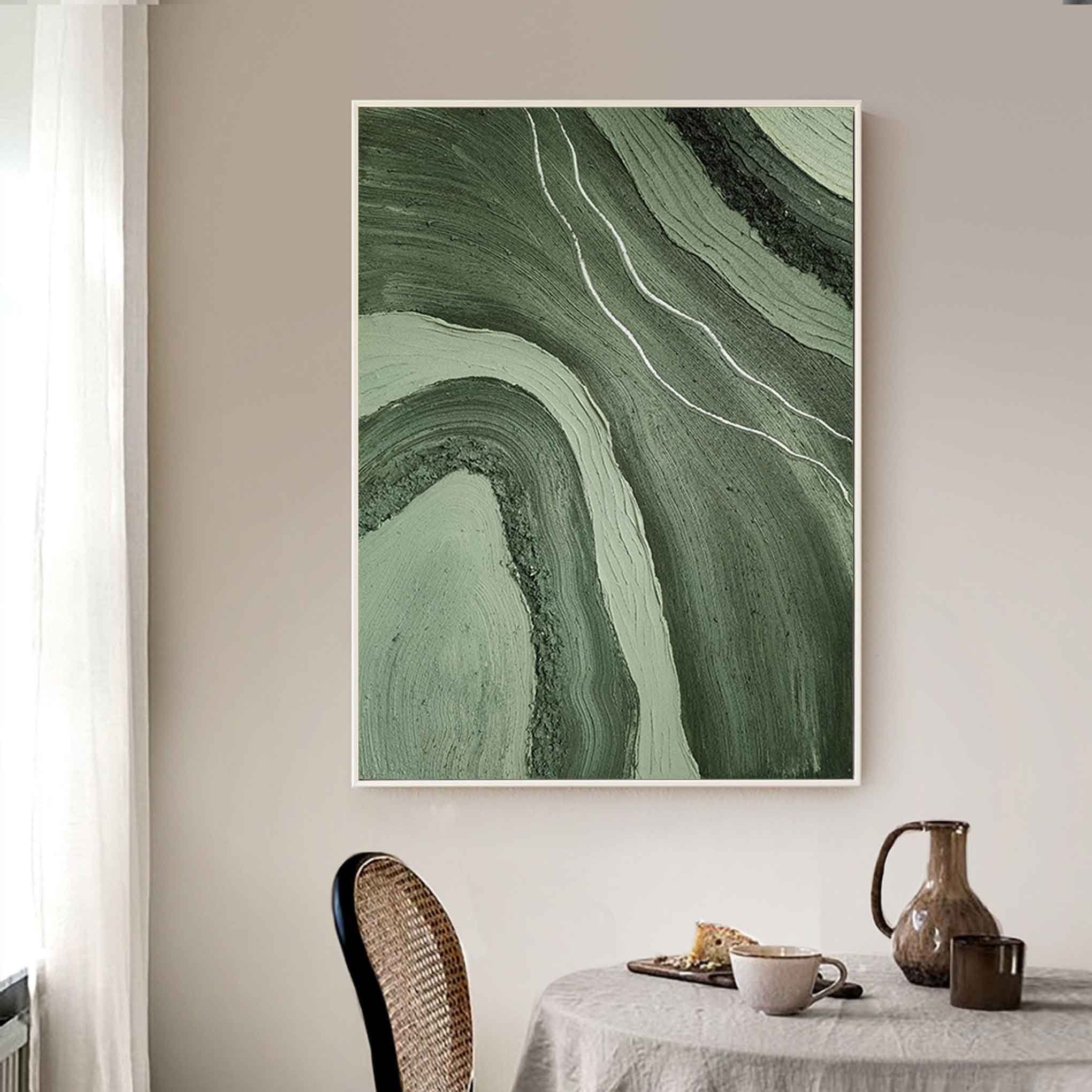 MOSS STRATA: Wabi-sabi Green Texture Art, Heavy Impasto Earthy Mineral Oil Painting