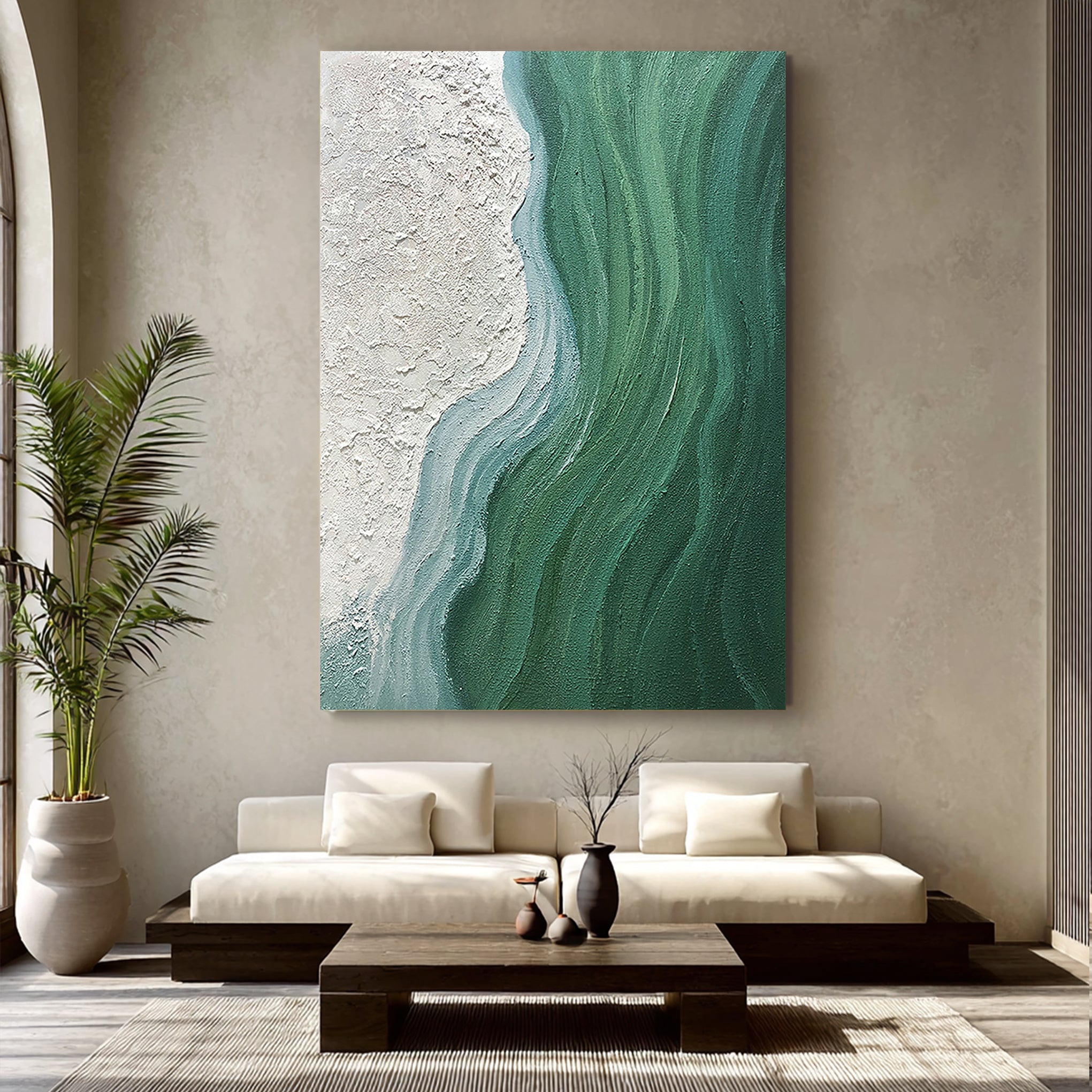 GOLDEN RHYTHM: Panoramic Heavy Impasto Tree Painting, Modern Luxury Gold Foil Abstract