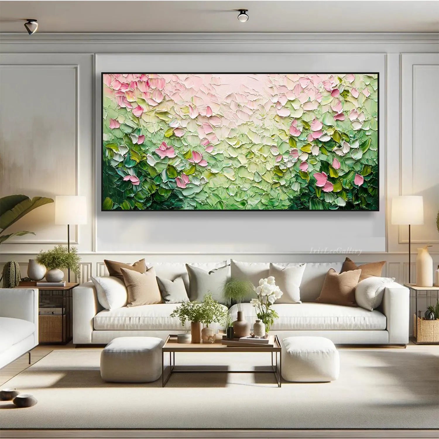 Petal Drift – Modern Pink Blossom Relief Floral Painting | Contemporary Botanical Bedroom & Living Room Art
