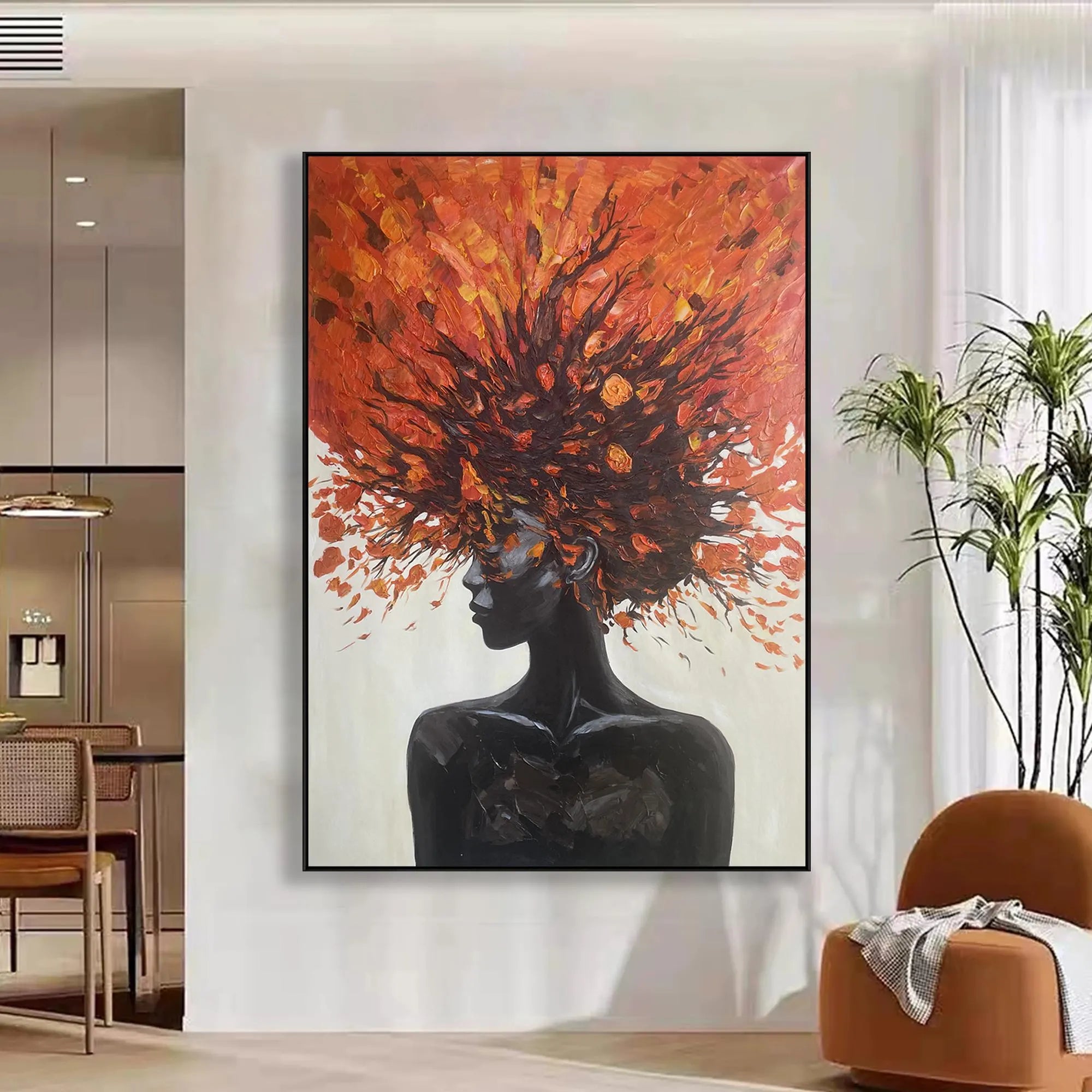 Ember Spirit – Heavy Texture Orange & Gold Palette Knife Portrait Painting | Portrait Art