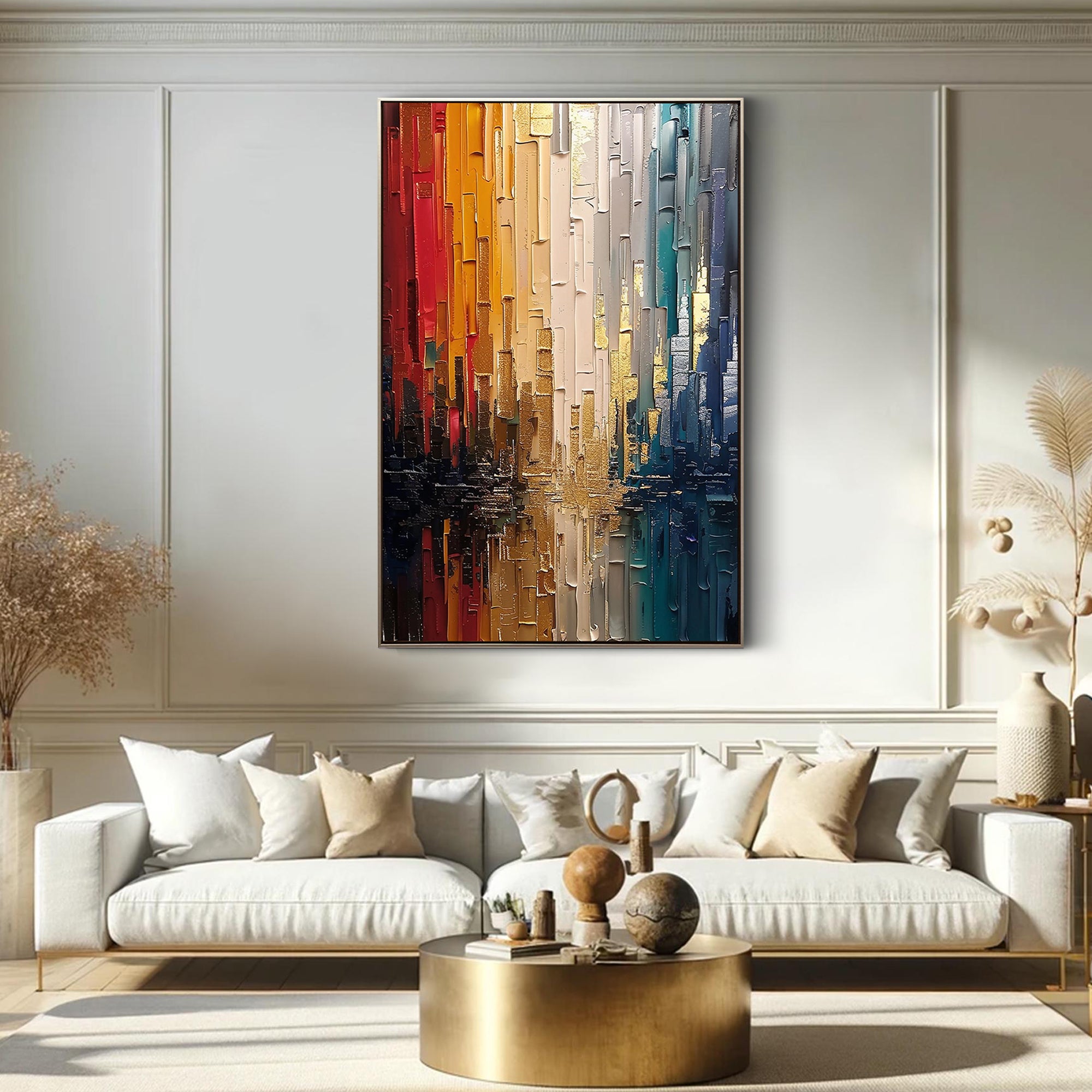 City Reflection – Hand-Painted Palette Knife Abstract Heavy Texture Oil Texture Painting | Modern Abstract Living Room & Office Art