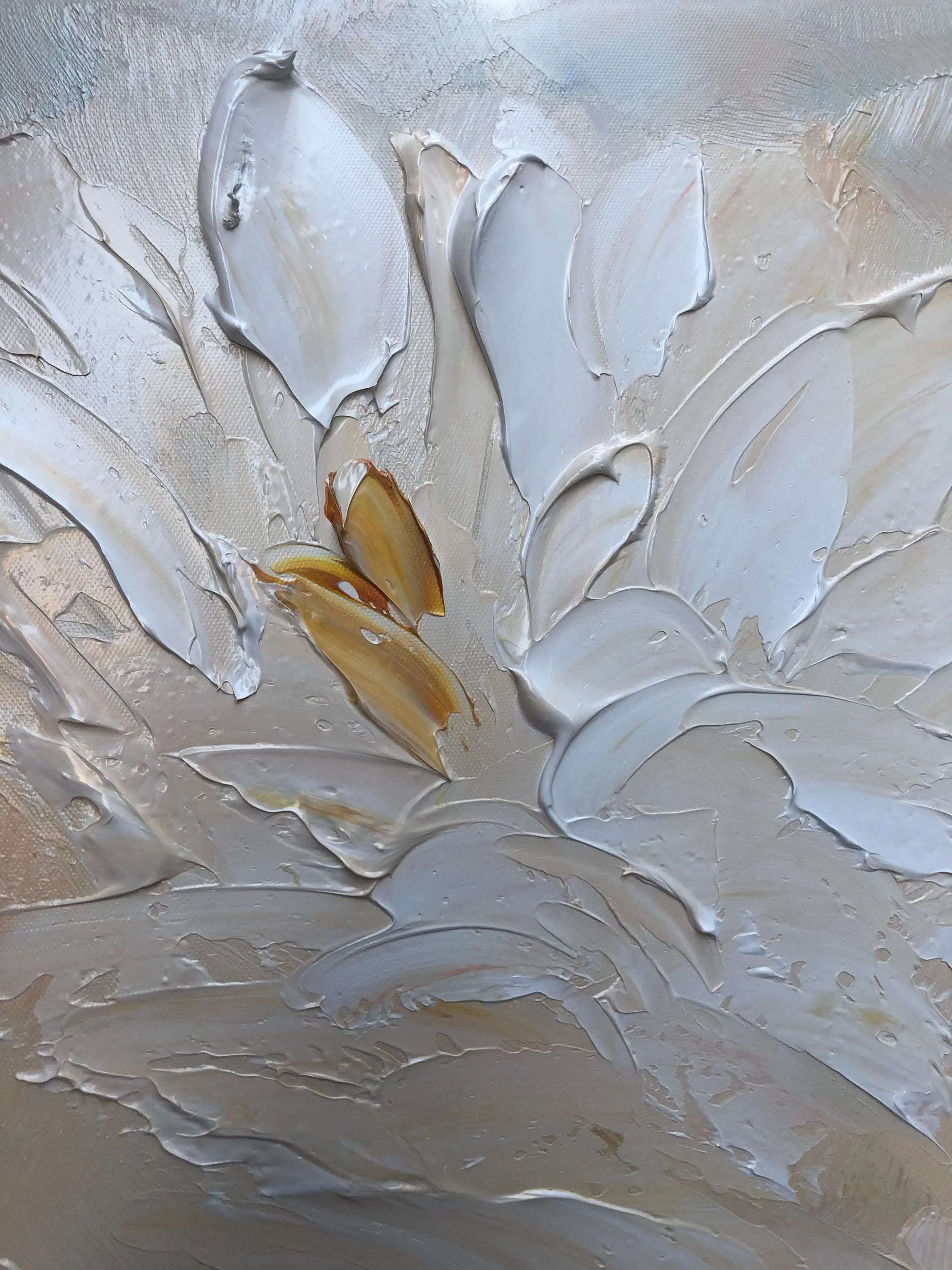 Vanilla Surge – Modern Palette Knife Floral Relief Floral Painting | Contemporary Botanical Bedroom & Living Room Art