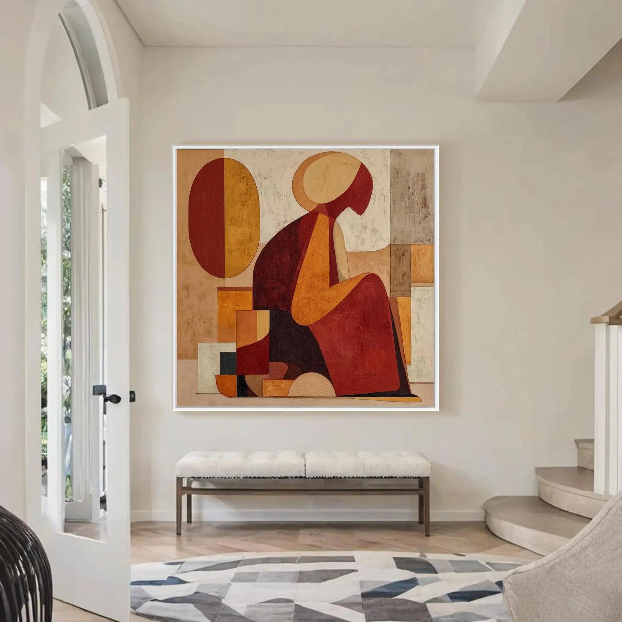 Autumn Vigor – Mid-Century Modern Geometric Terracotta Abstract Painting | Contemporary Expressionist Living Room & Office Art