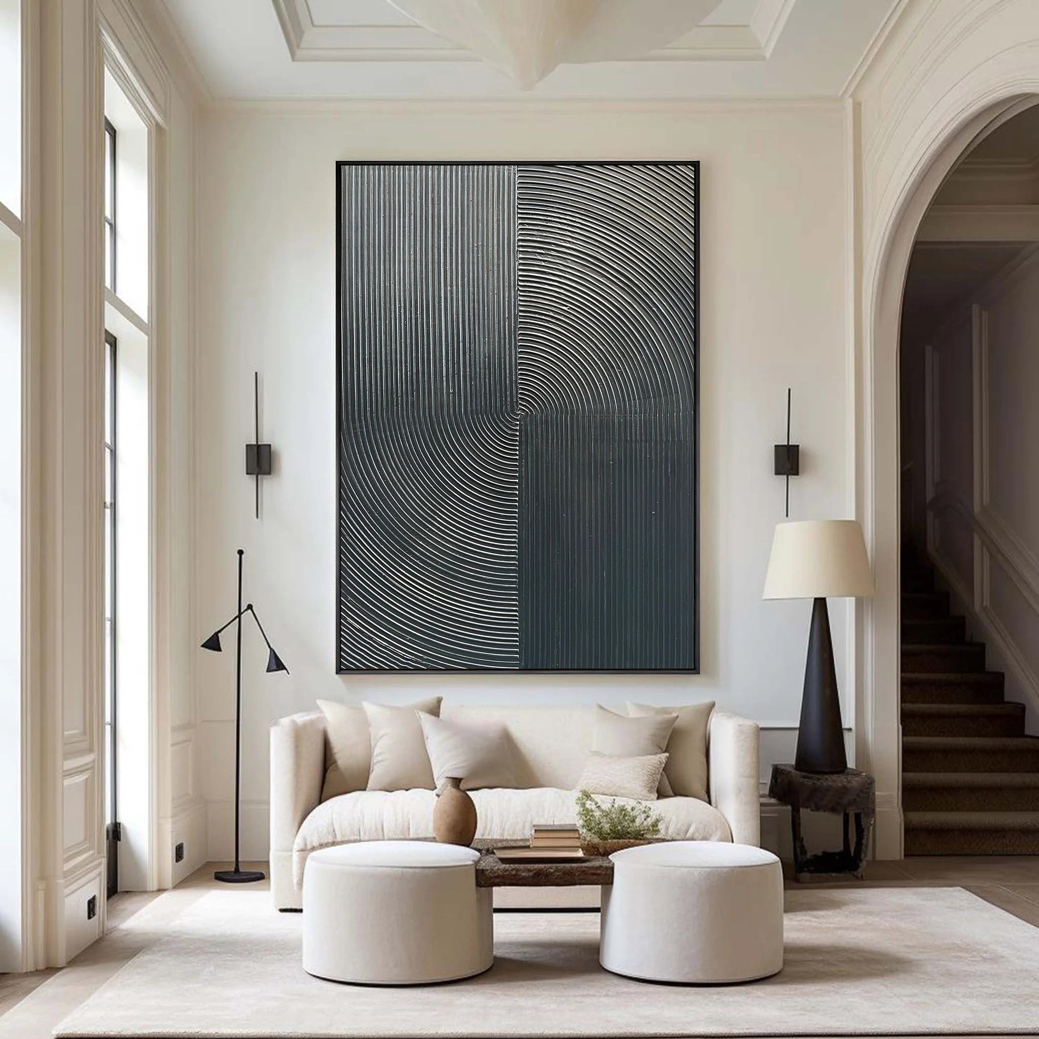 Onyx Vortex – Textured Plaster Matrix Relief Modern Painting | Contemporary Plaster Texture Living Room & Office Art