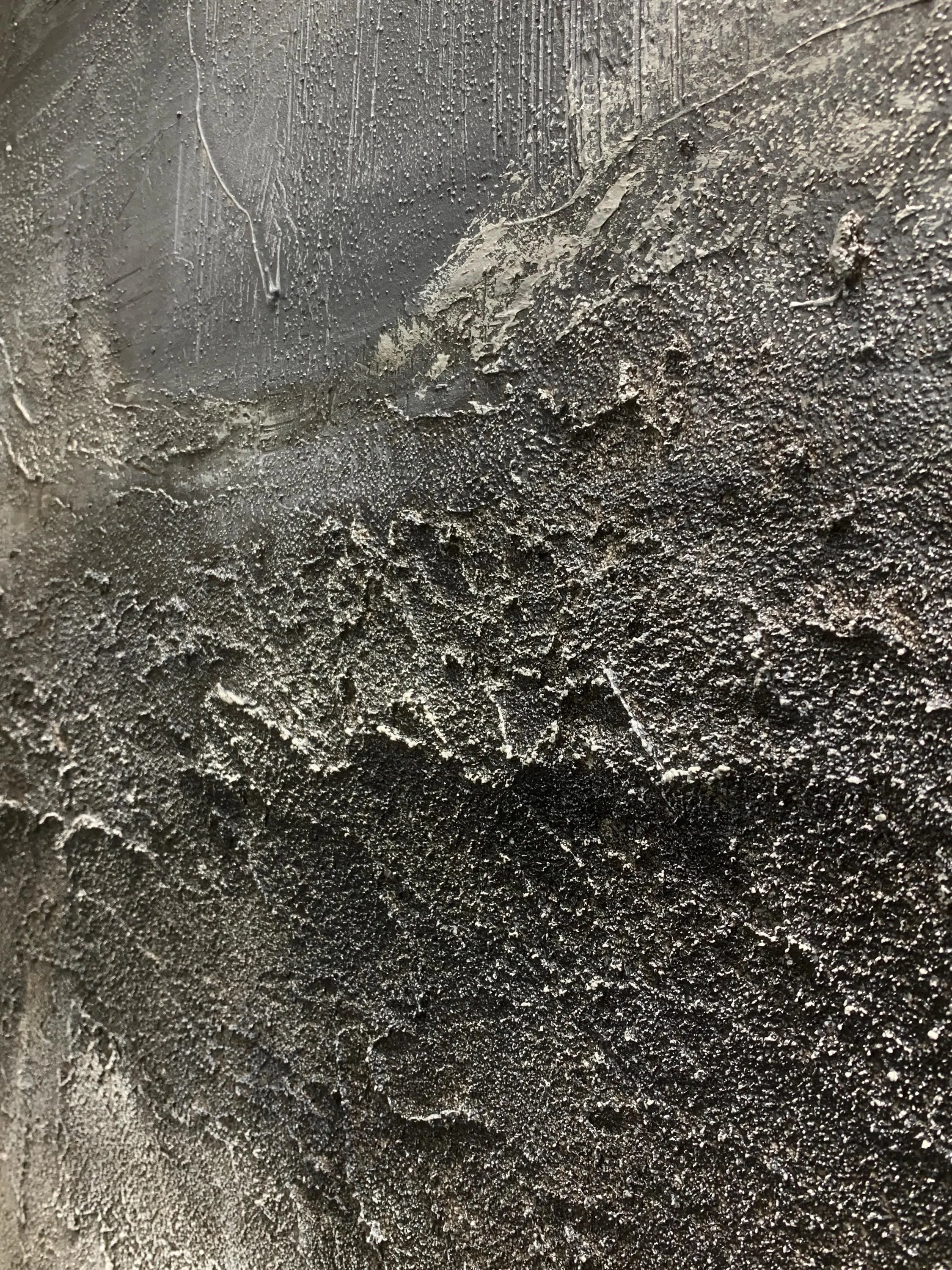 Earthen Crust – Hand-Painted Dark Grey Volcanic Texture Plaster Relief Wabi-Sabi Painting | Japandi Wabi-Sabi Living Room & Bedroom Art