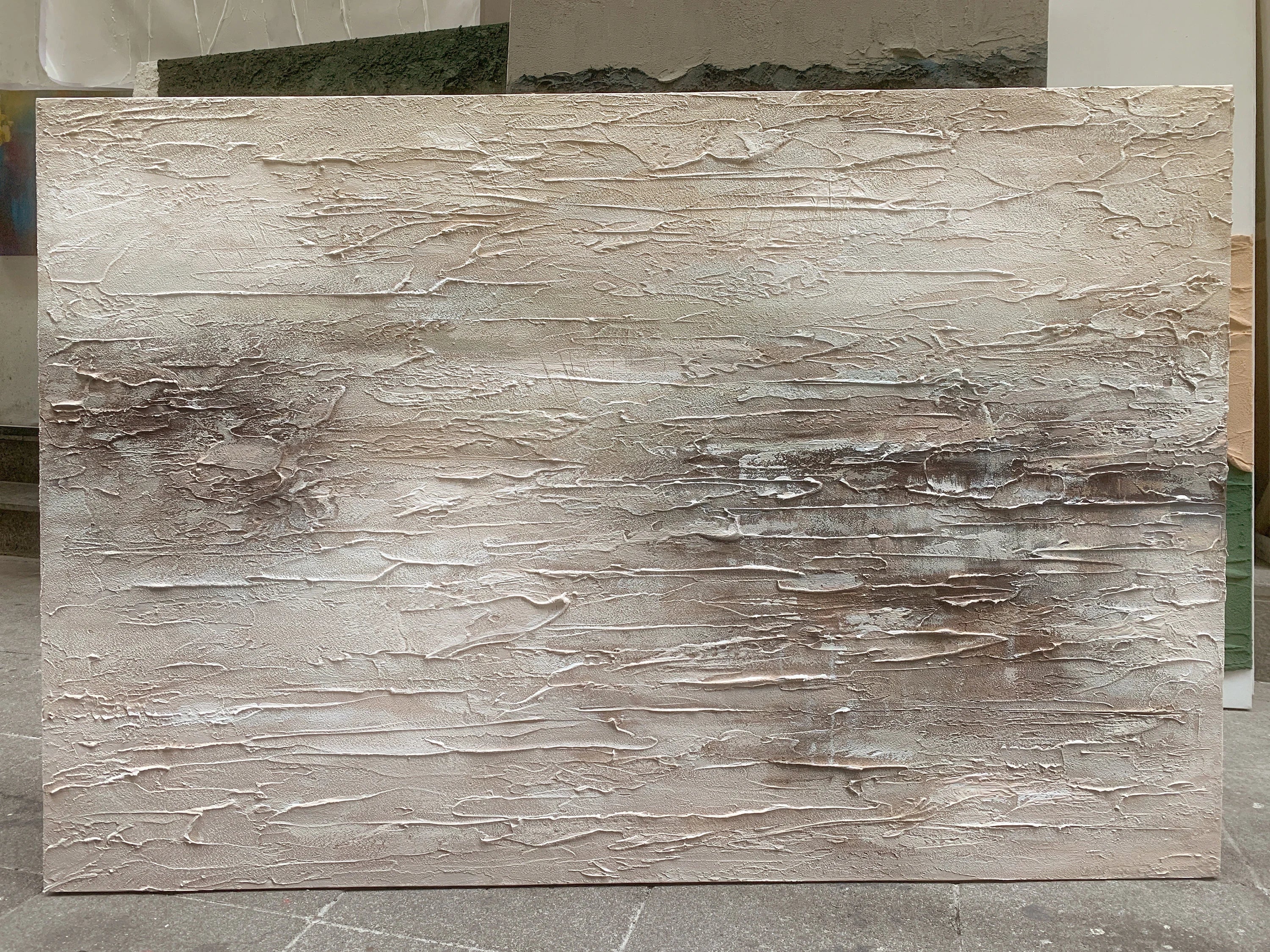Ancient Silence – Modern Neutral Plaster Relief Wabi-Sabi Painting | Japandi Organic Wabi-Sabi Living Room & Hallway Art