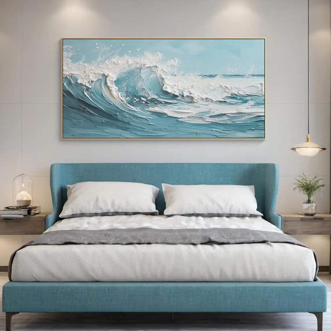 Crushing Tide – Hand-Painted 3D Impasto Ocean Wave Thick Seascape Painting | Coastal Modern Living Room & Bedroom Art