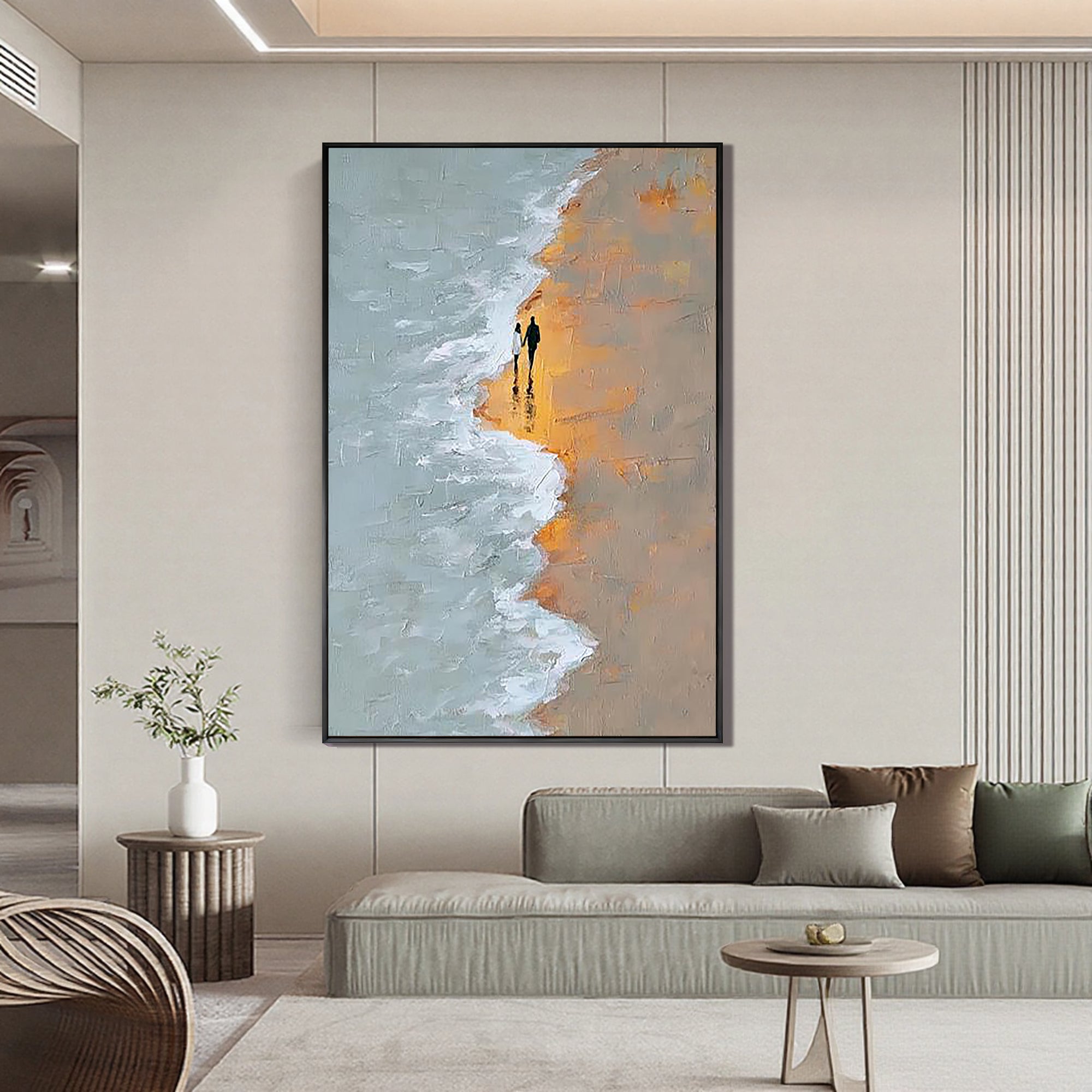 Zen Summit – Minimalist Snow Mountain Abstract Wabi-Sabi Painting | Contemporary Mountain Living Room & Home Office Art