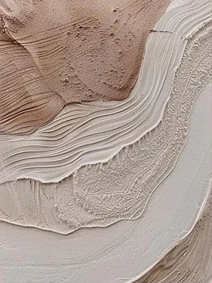 Rhythmic Strata – Wabi-Sabi Earth Tone Abstract Textured Painting | Minimalist Organic Beige Entryway Art