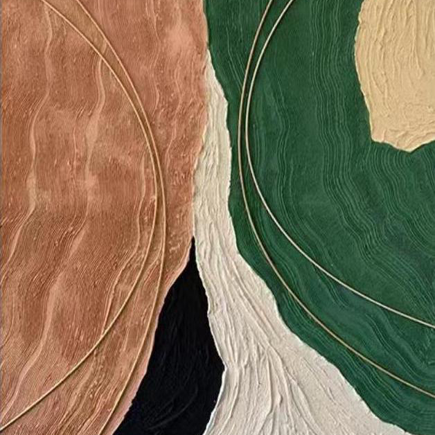 Terra Rhythm – Mid-Century Modern Green and Terracotta Painting | Abstract Textured Living Room Art