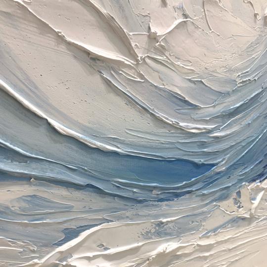 Sky Tide – Hand-Painted Sky Blue Ocean Wave Plaster Relief Seascape Painting | Coastal Modern Living Room & Bedroom Art