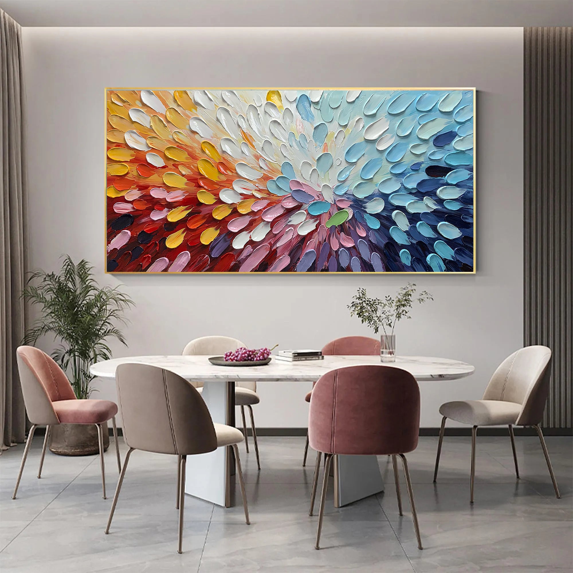 Vivid Surge – Colorful Impasto Palette Knife Abstract Painting | Bold Abstract Palette Knife Living Room Art