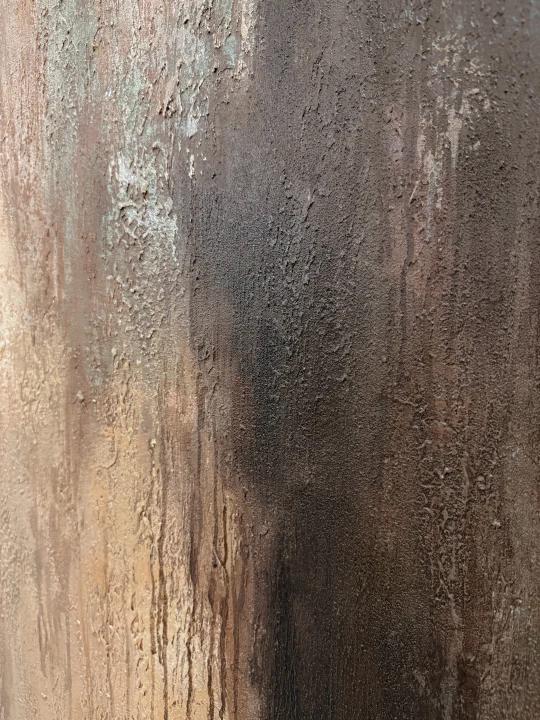 Earthen Shadow – Hand-Painted Deep Coffee Brown Plaster Effect Wabi-Sabi Painting | Japandi Wabi-Sabi Living Room & Bedroom Art