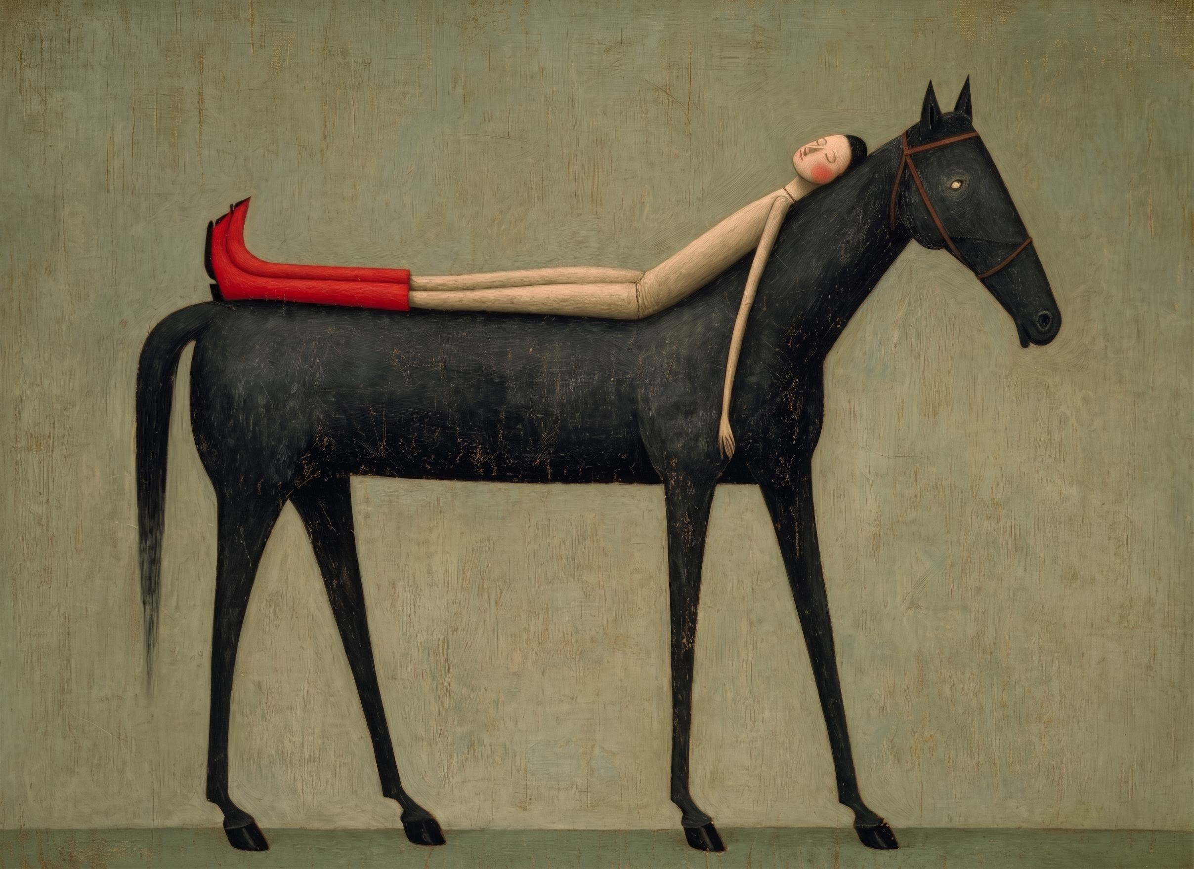 Dreamy Companion – Modern Whimsical Canvas Art | Minimalist Surrealism Living Room Art
