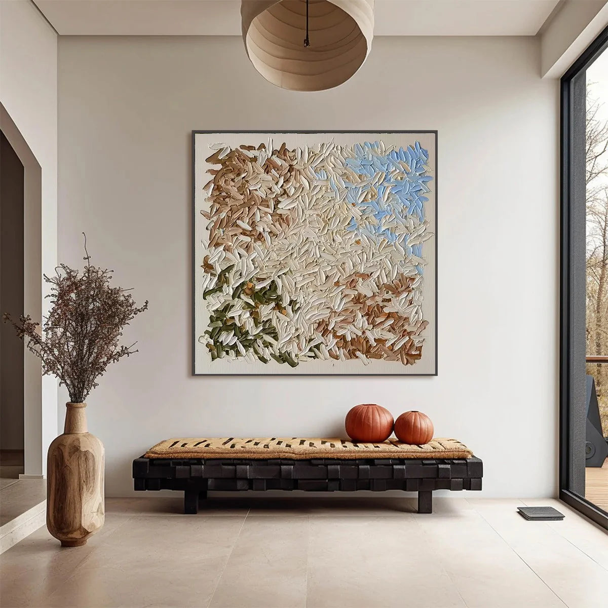 Vintage Mosaic – Earthy Tone Plaster Relief Abstract Painting | Modern Abstract Living Room & Office Art