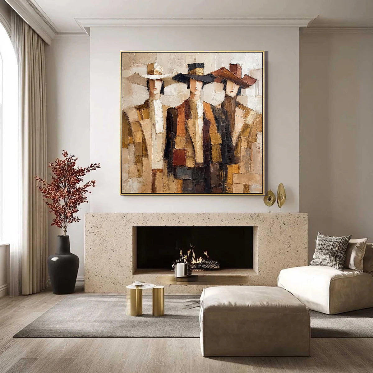 The Gentry – Abstract Fashion Portrait Relief Portrait Painting | Contemporary Expressionist Living Room & Office Art