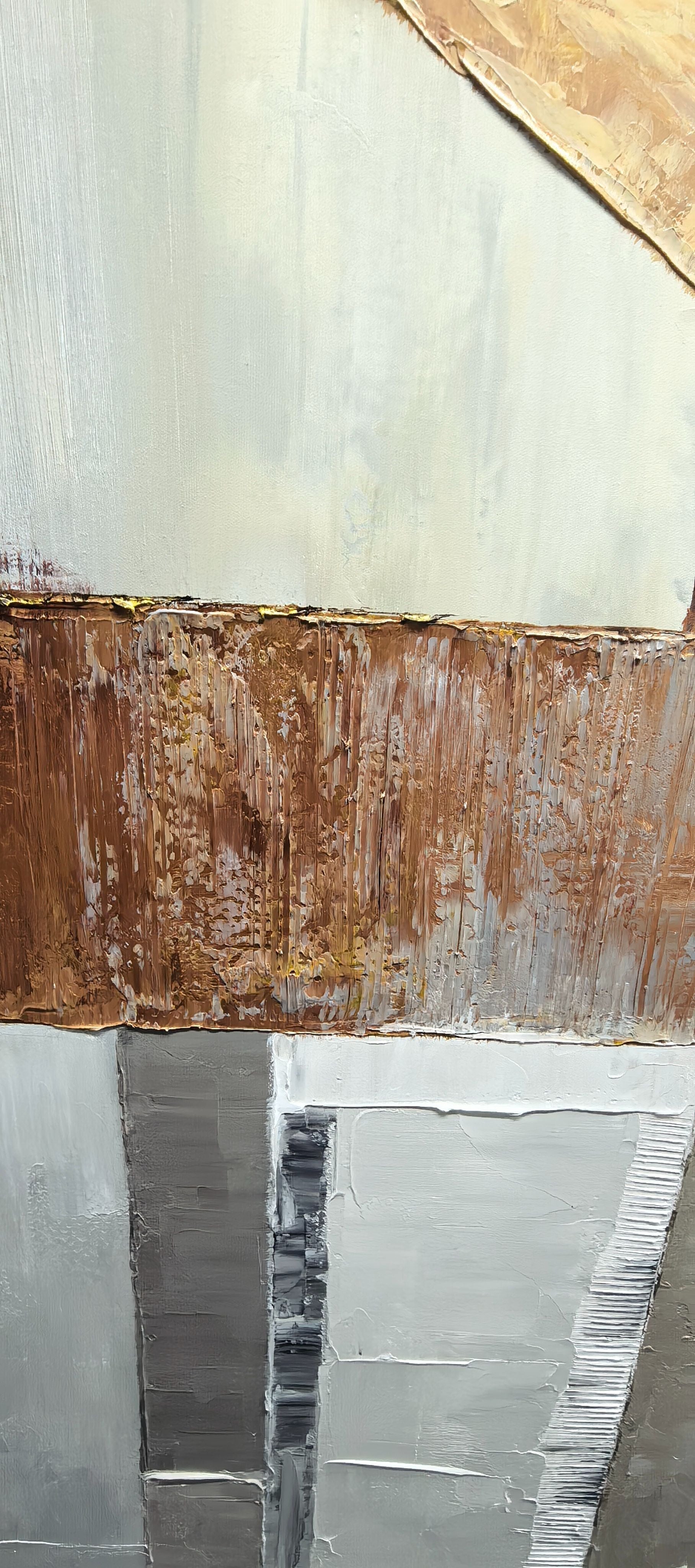 Earthy Whispers – Wabi-Sabi Textured Abstract Painting | Minimalist Neutral Gold Foil Entryway Art
