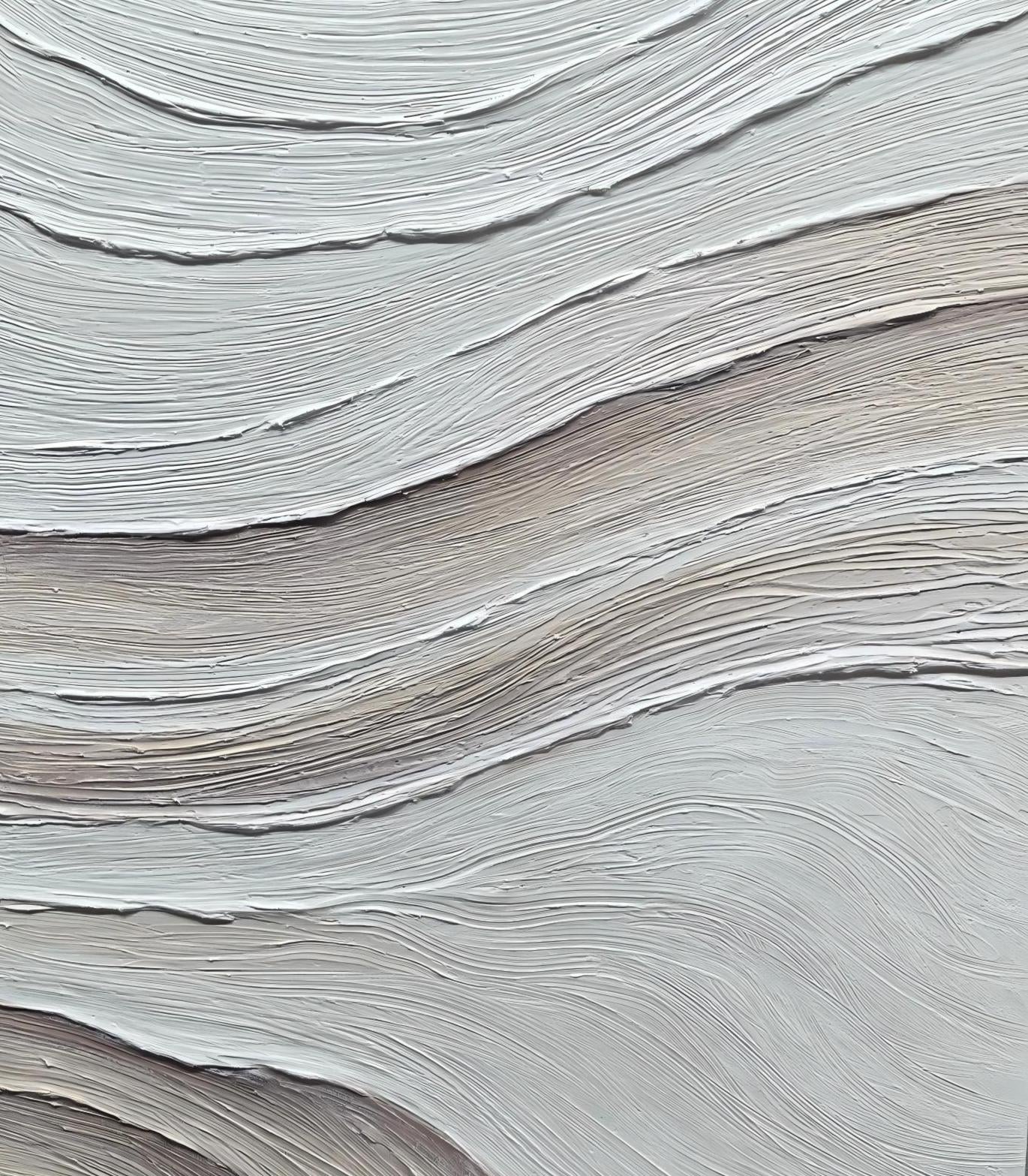Sandstone Ripple – Hand-Painted Plaster Effect White Wave Relief Minimalist Painting | Japandi Organic Wabi-Sabi Living Room & Hallway Art