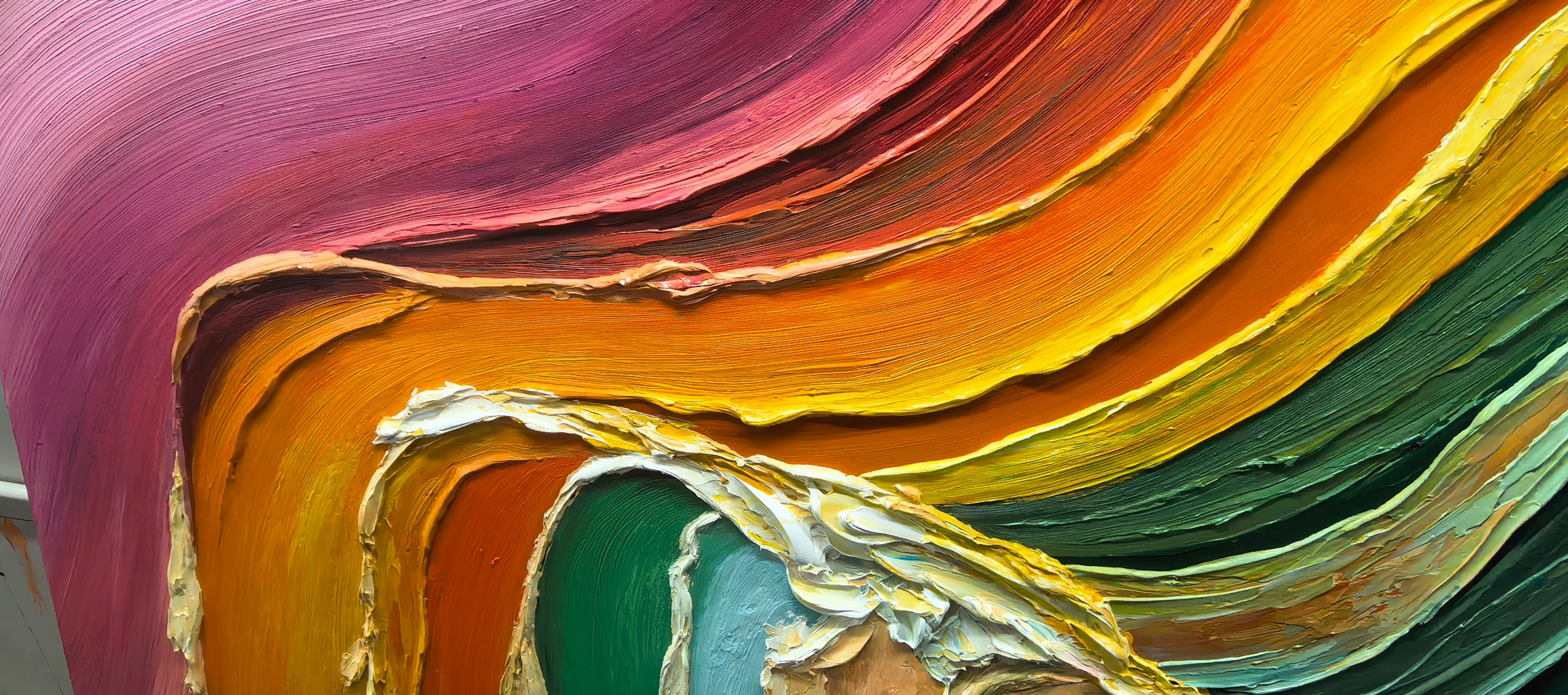 Luminous Veins – Wabi-sabi Heavy Impasto Abstract Painting | Contemporary Minimalist Living Room Art