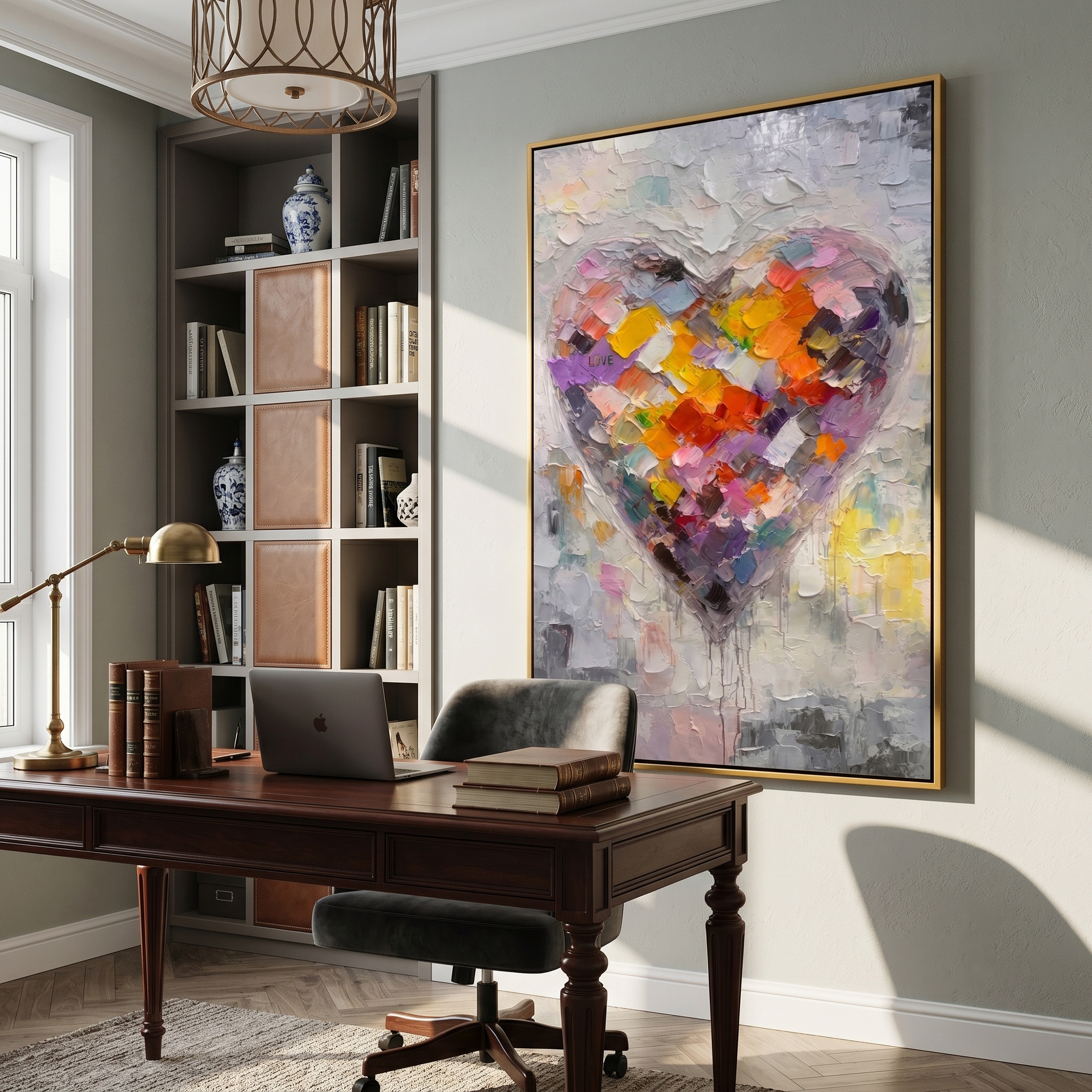 Vibrant Heartbeat – Modern Heavy Impasto Heart Painting | Contemporary Colorful Living Room Art