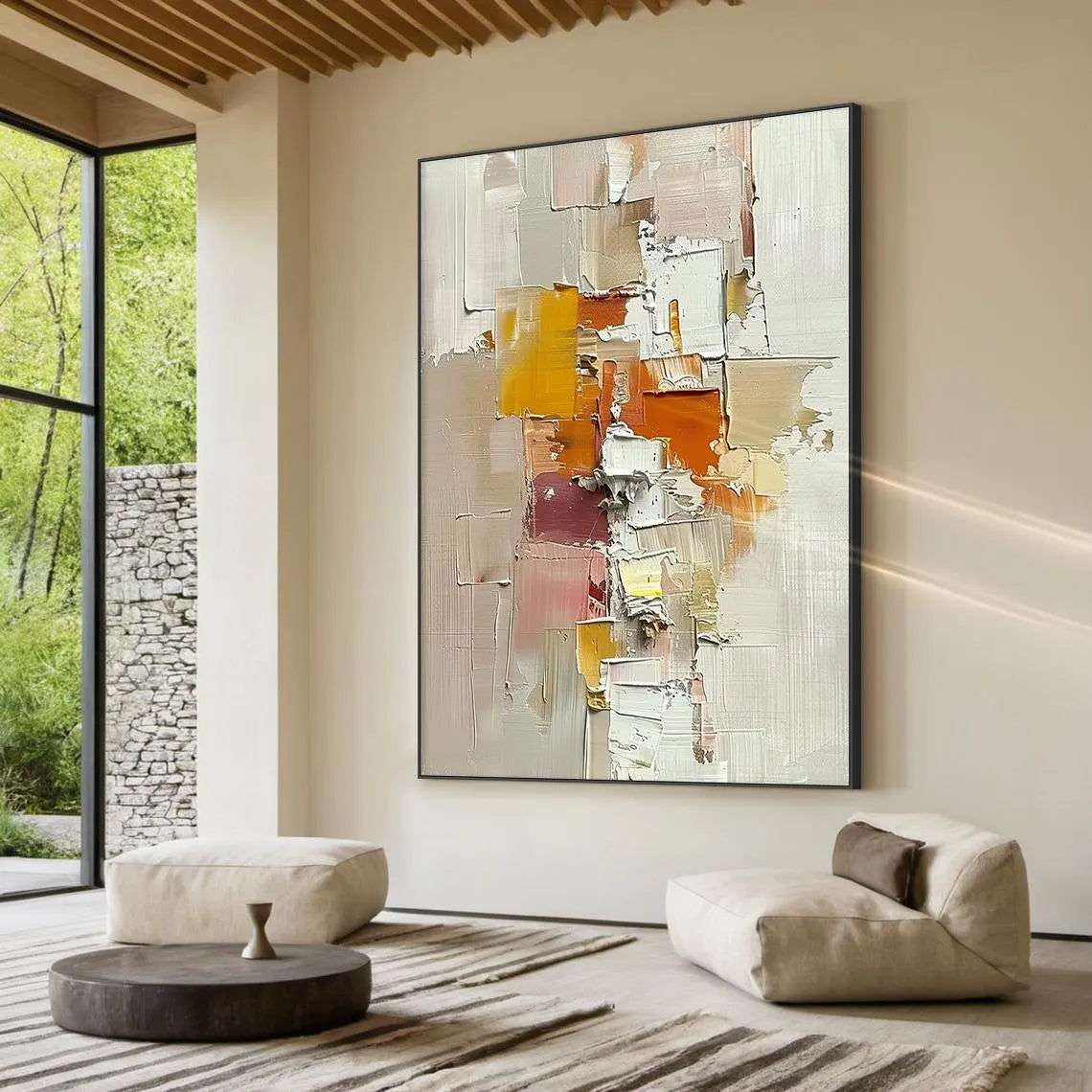 Earthen Layer – Neutral Terracotta & Ochre Palette Knife Canvas Abstract Painting | Japandi Organic Wabi-Sabi Living Room & Hallway Art
