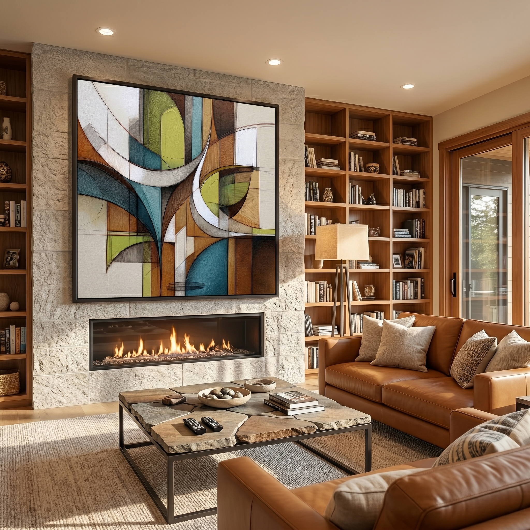 Rational Arcs – Mid-Century Modern Geometric Abstract Canvas | Retro Elegance Hallway Art