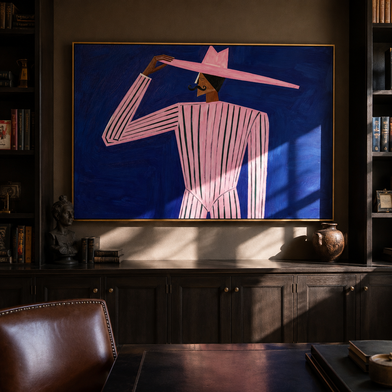 Pink Brim Meets Midnight displayed as a modern room focal point