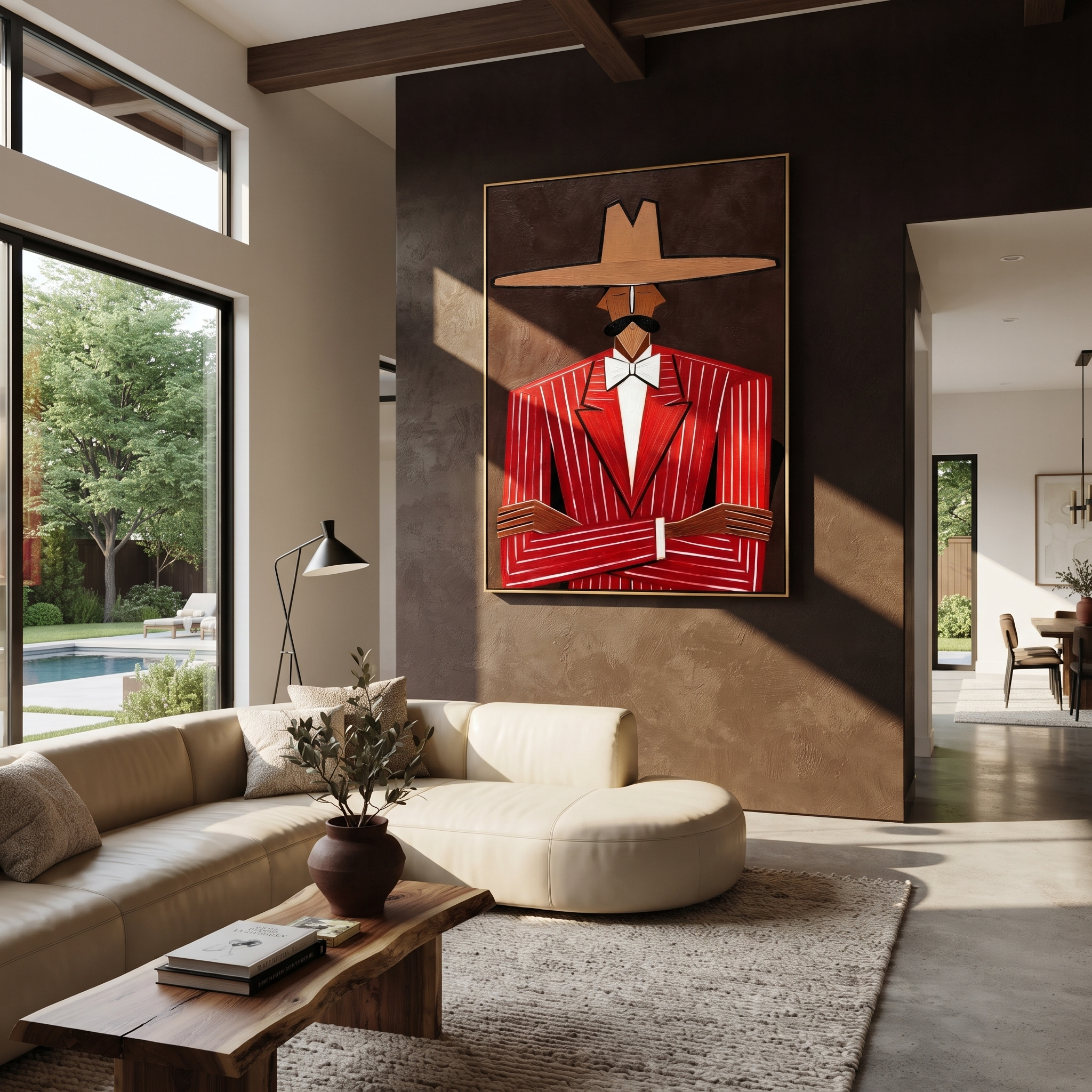 Pinstripes Guard the Dark styled in a layered residential interior