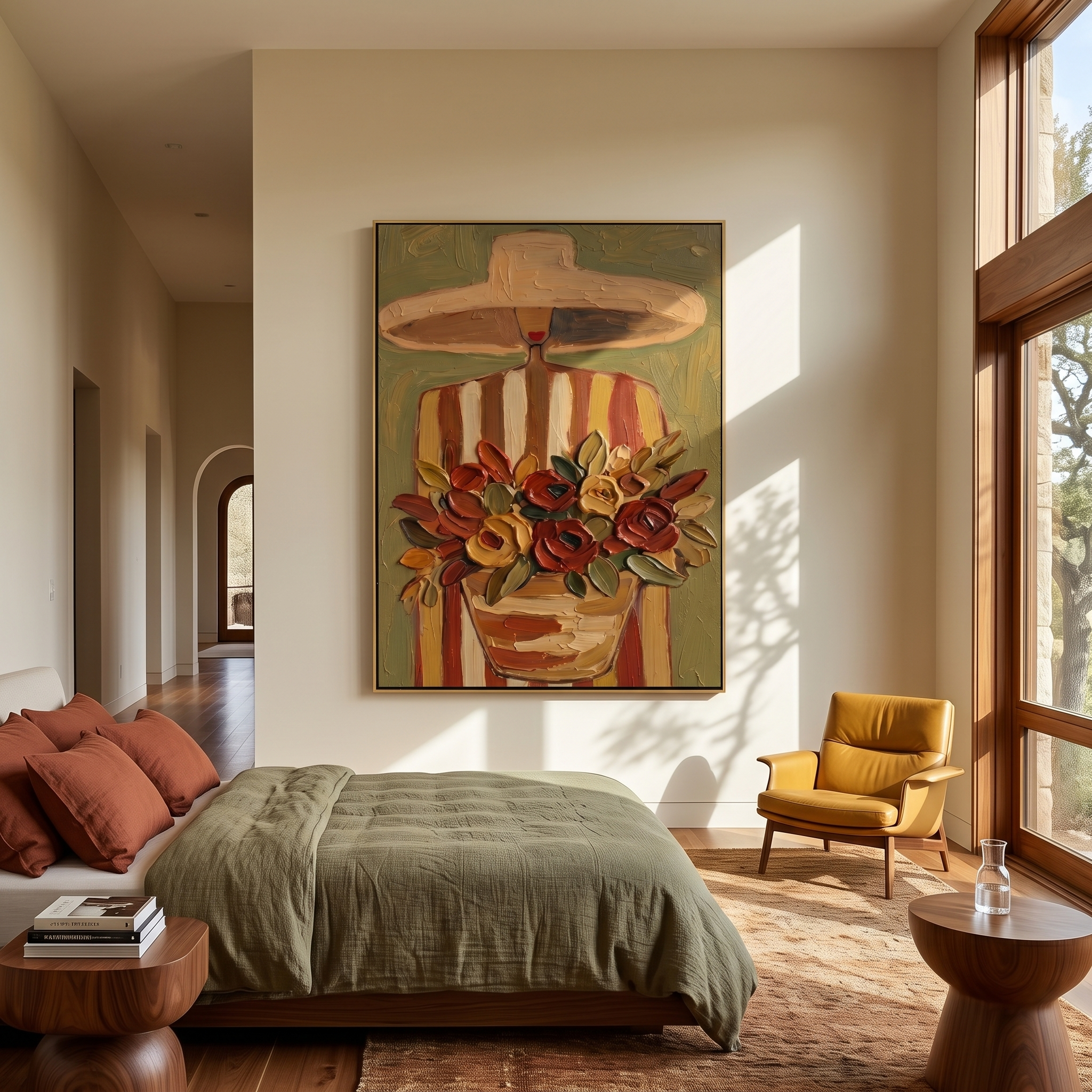 Flowers Gather Under Shade displayed in a warm contemporary interior