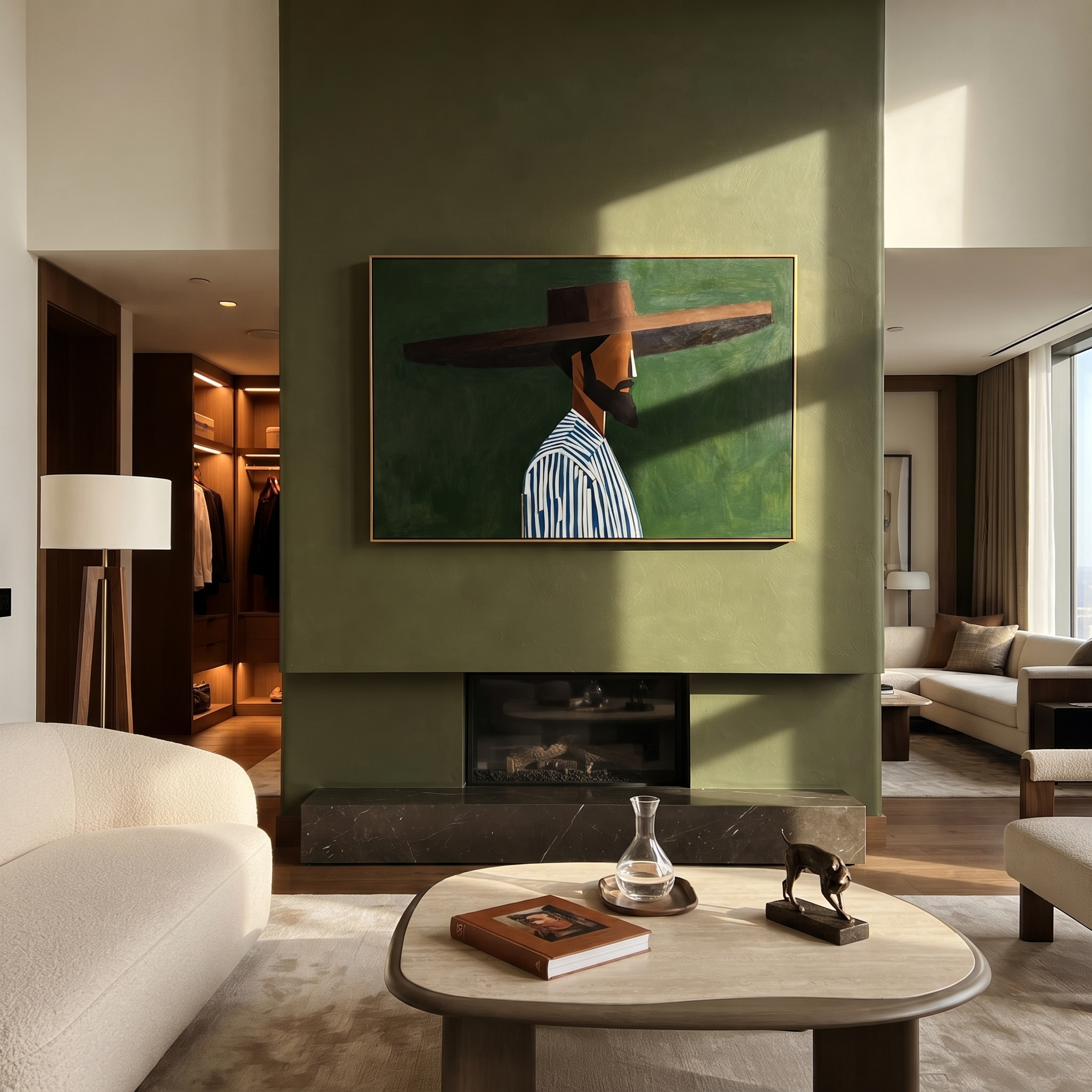 Green Silence Faces Sideways displayed as a modern room focal point