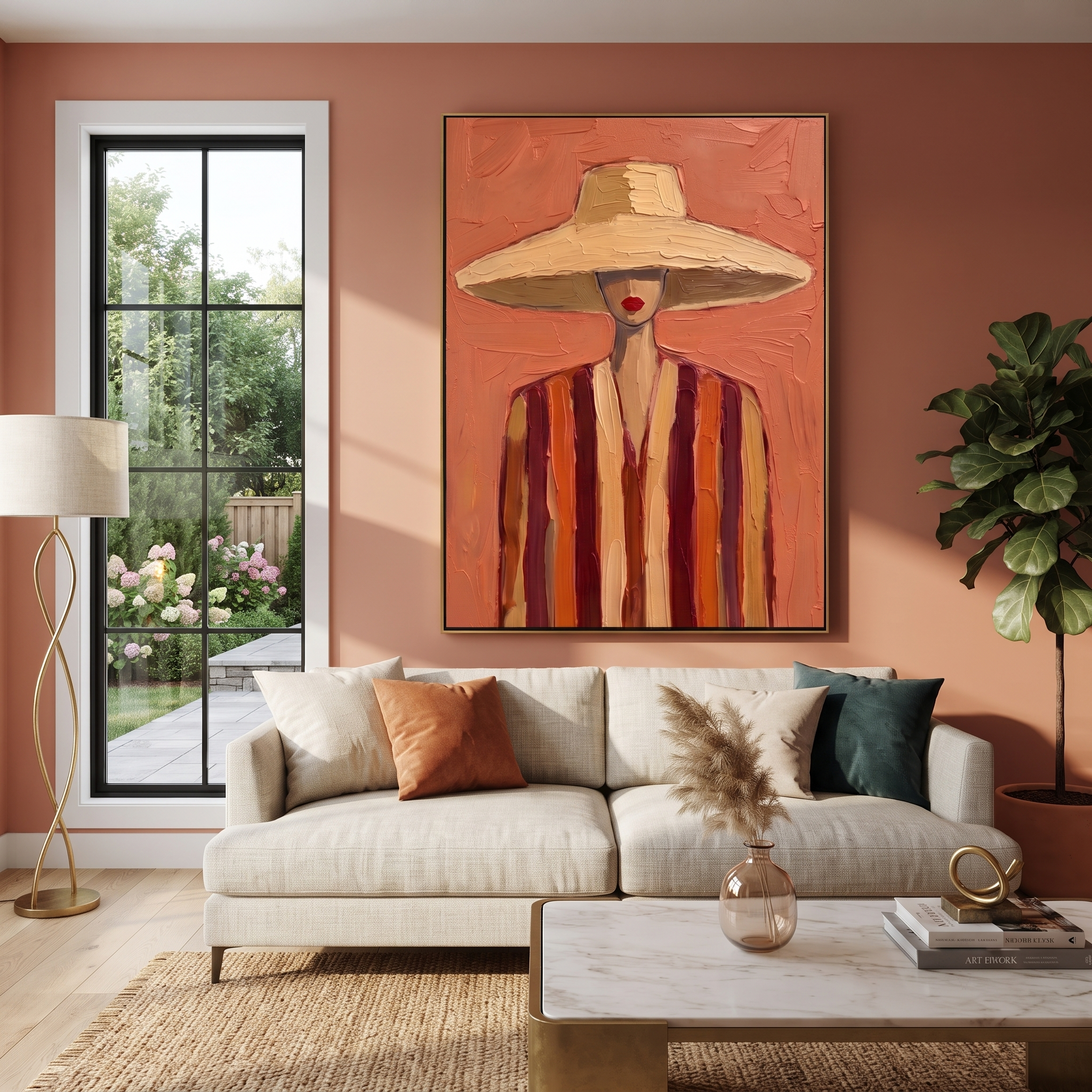 Coral Shade Hides Noon presented above a contemporary console